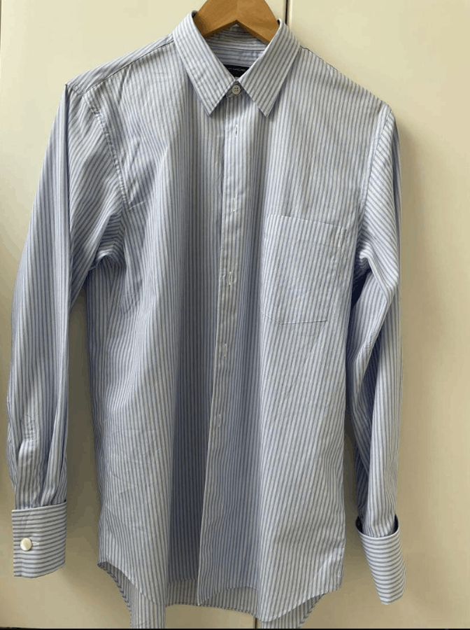 Comme des Garcons Homme Plus AW07 Cufflink Striped Shirt Blue and White Size US S / EU 44-46 / 1 - 1 Thumbnail