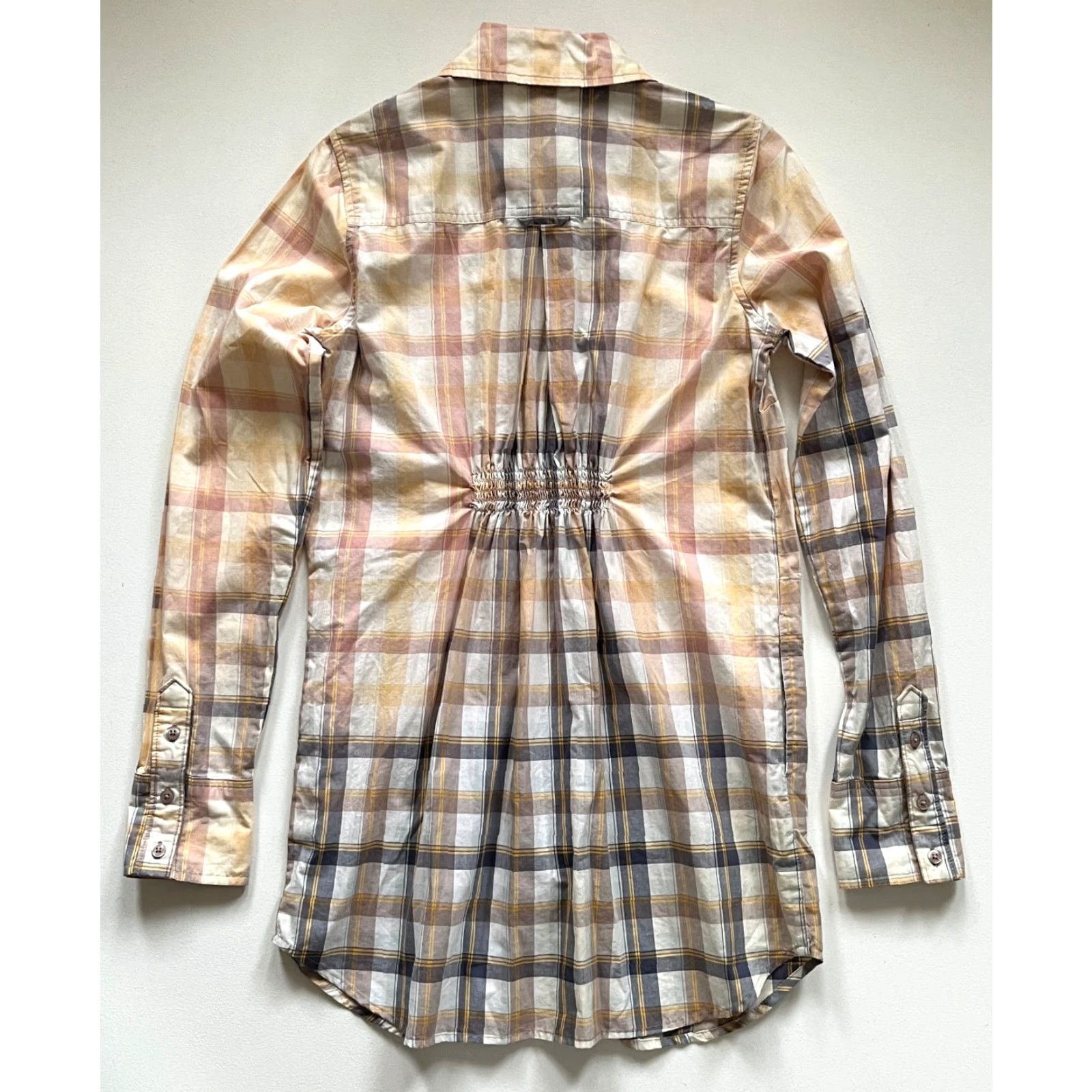 Free People NWT Free People Tunic Top Women's Navy Plaid Size 8 Button-Up Collared Long Sleeve 100% Cotton Oversized Casual City Classic Size M / US 6-8 / IT 42-44 - 6 Thumbnail
