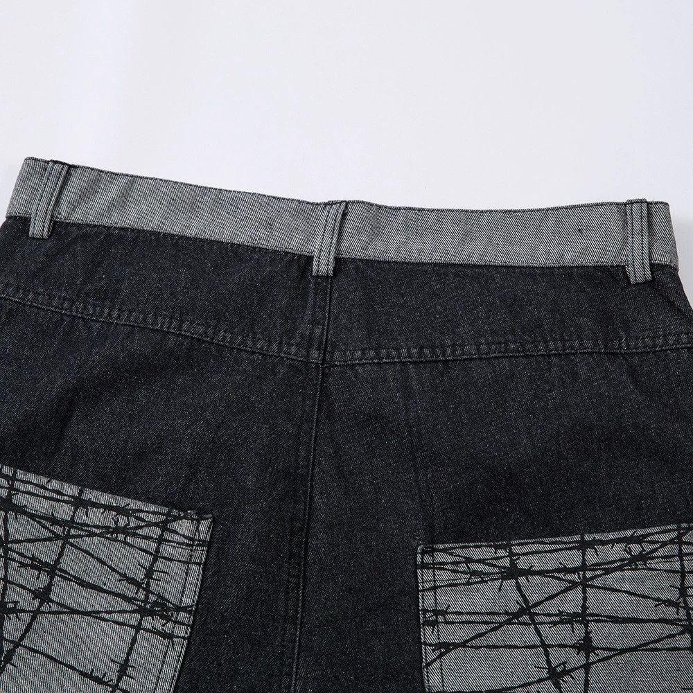 Jean Men's hip-hop trend patchwork pocket workwear flared jeans Size US 32 / EU 48 - 6 Thumbnail