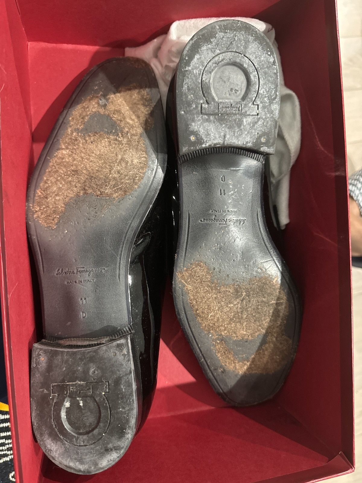 Salvatore Ferragamo Nero Patentcalf Nero (561) Buc Suede Size US 11 / EU 44 - 2 Thumbnail