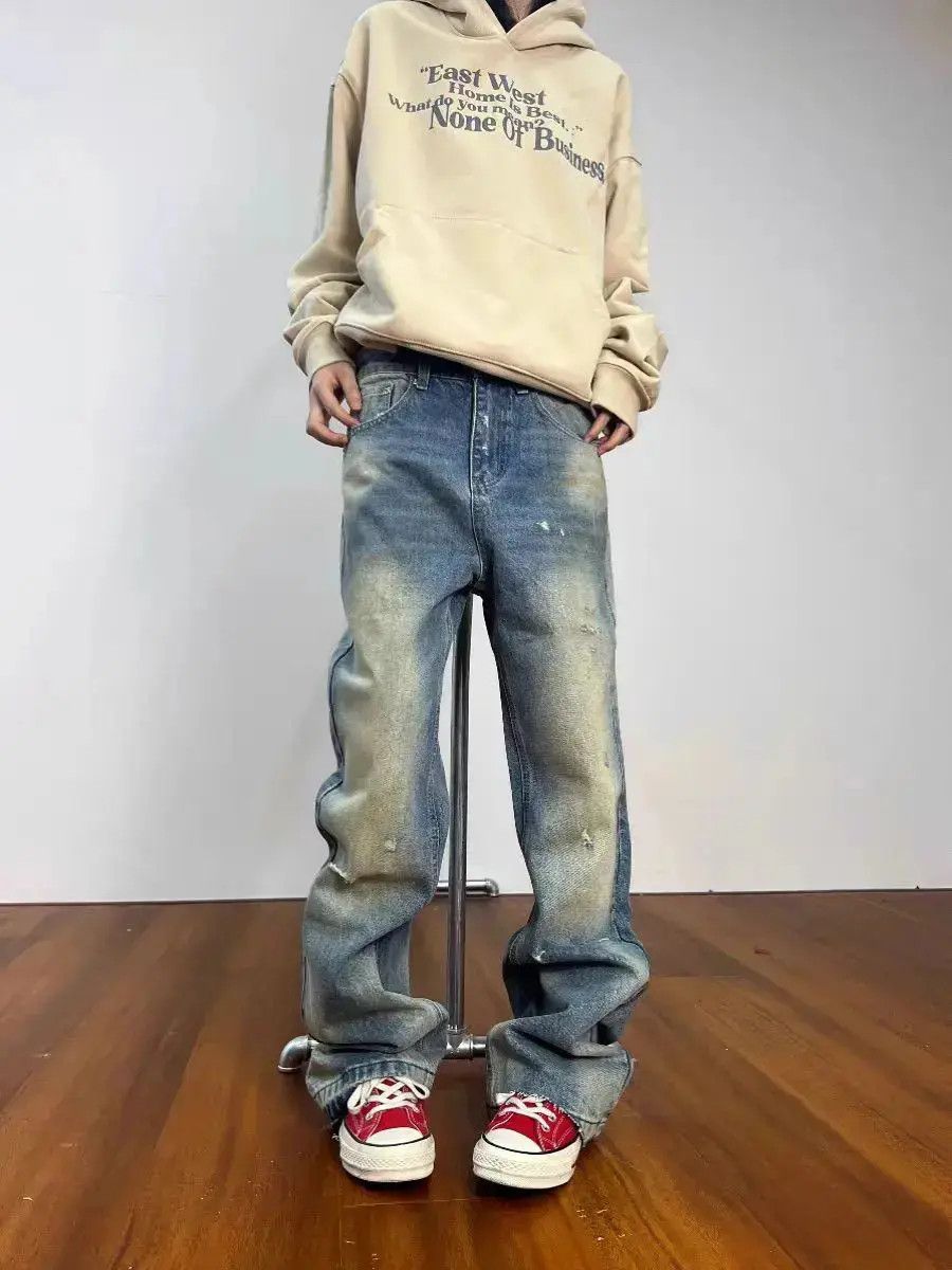 Japanese Brand Vintage Y2K raw edge ripped light coloured baggy jeans Size US 32 / EU 48 - 6 Thumbnail