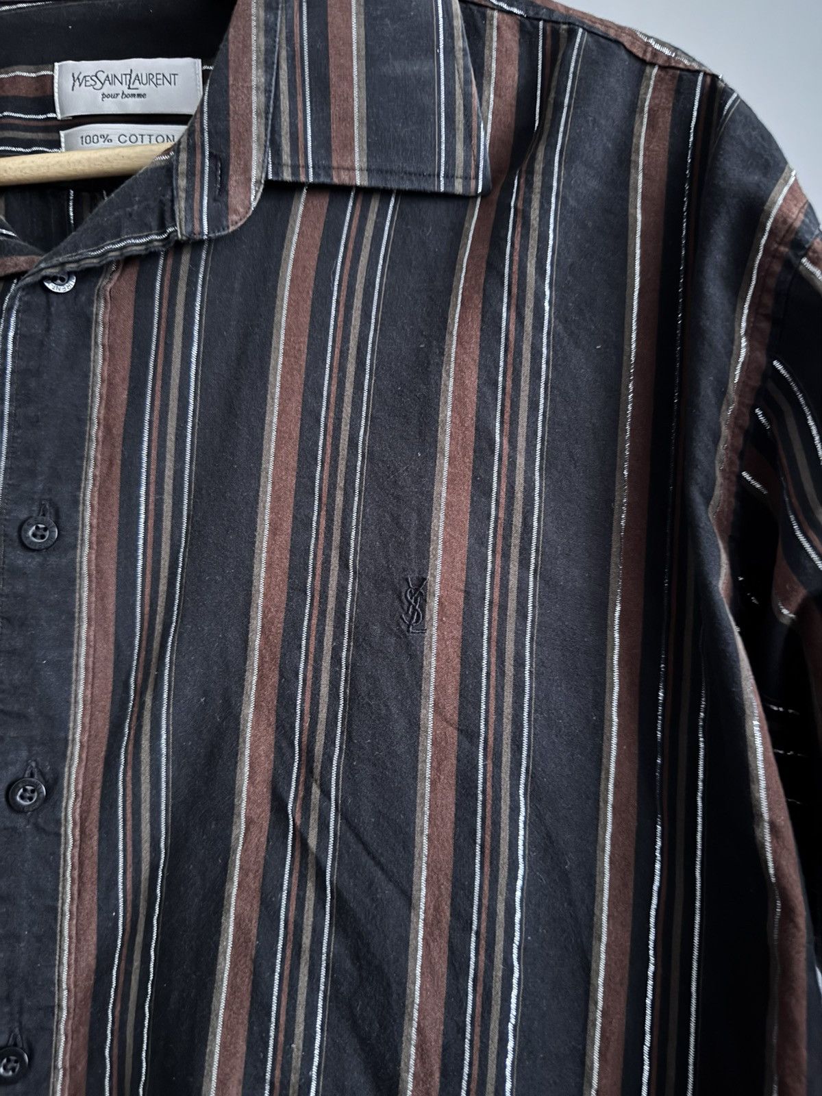 Yves Saint Laurent ysl y3k vintage gipsy striped shimmer shirt Size US XL / EU 56 / 4 - 2 Thumbnail