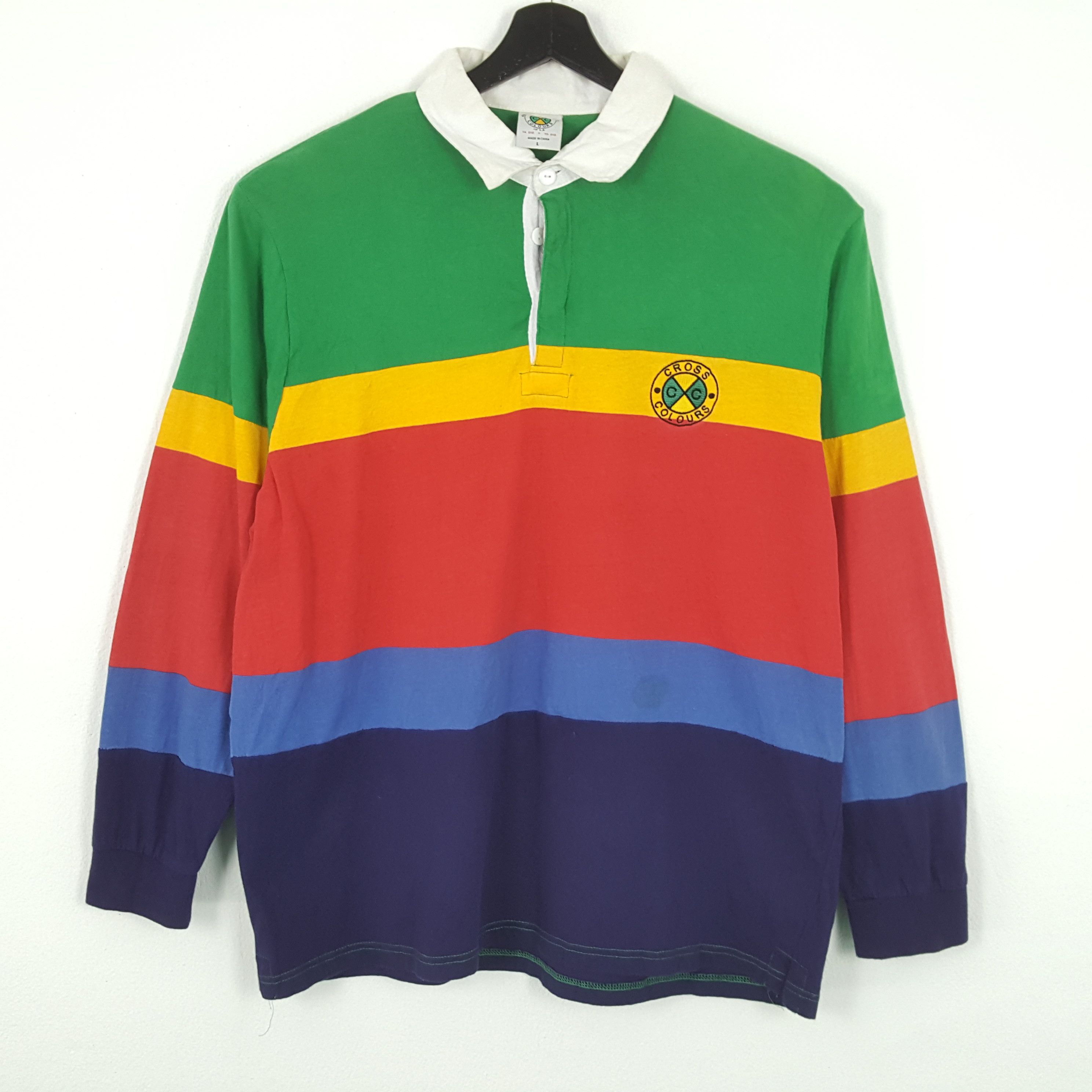 image of Cross Colours x Vintage Cross Colour Fashion Colours Polos Rugby Style, Men's (Size Large)