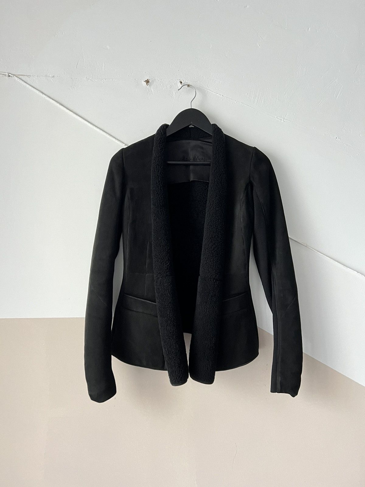 image of Rick Owens Sheepskin Coat in Black, Women's (Size Small)