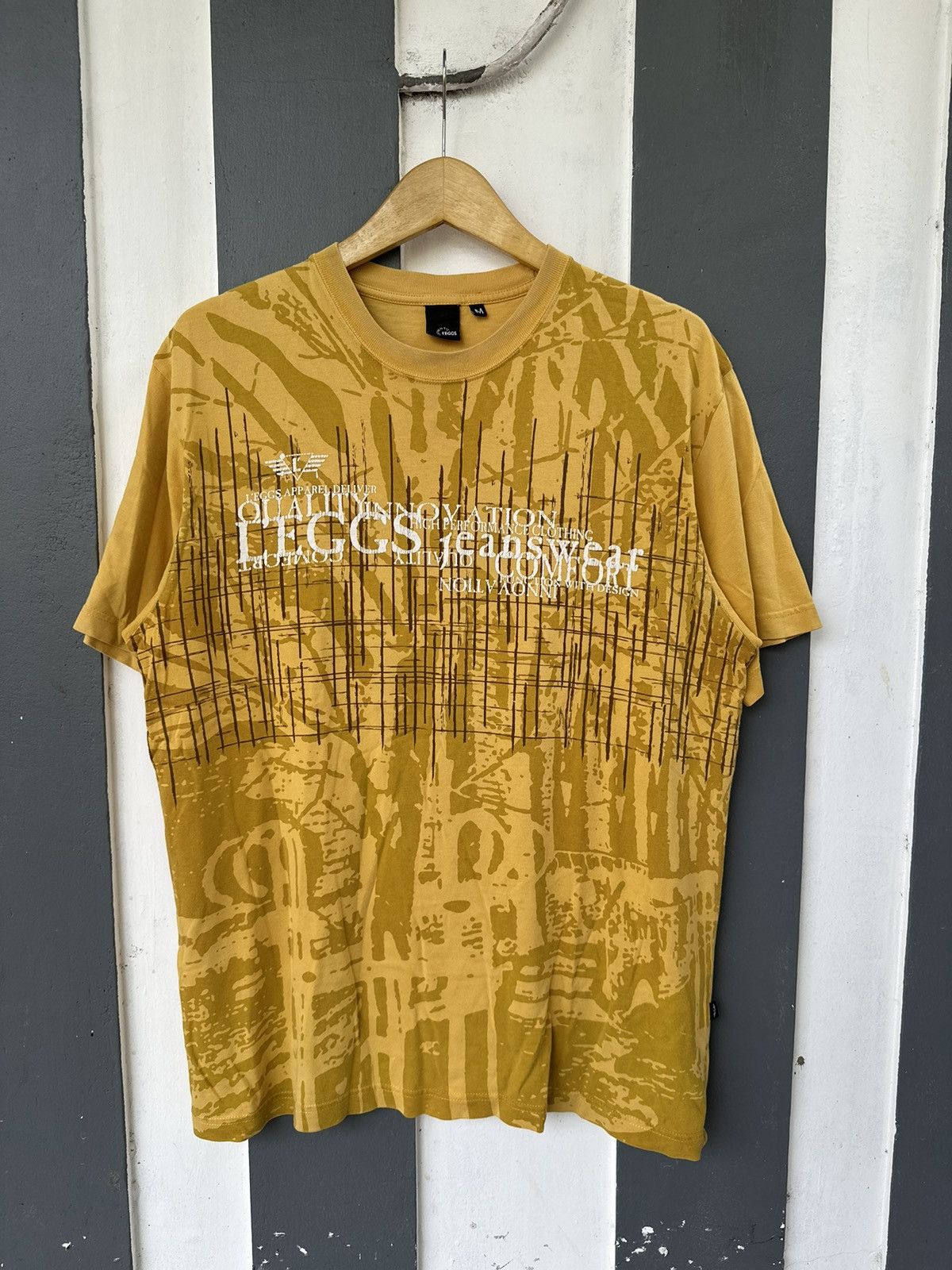 image of 14Th Addiction x Kmrii Y2K Japanese L’Eggs Poem Seditionaries Tshirt in Yellow, Men's (Size Large)