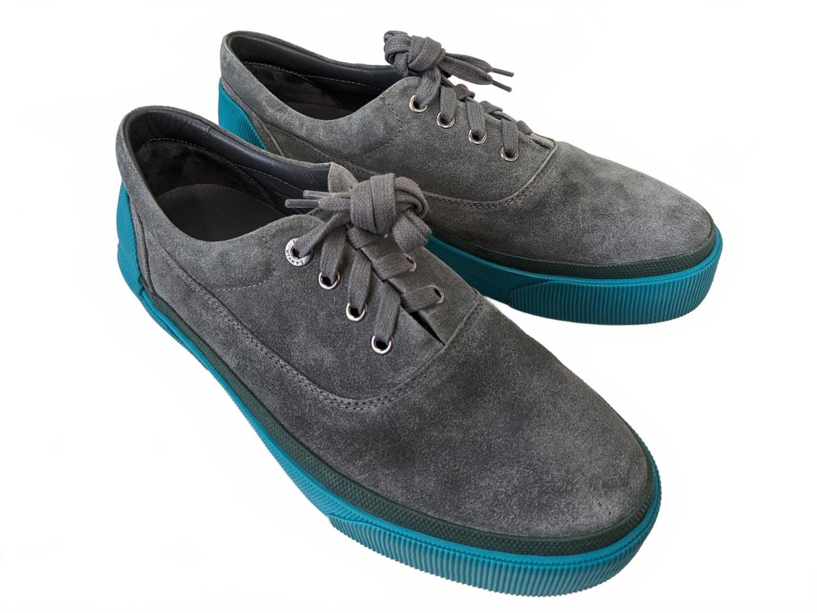 Lanvin Lanvin Spain Men Leather Curb Sneakers Chunky Gray Cyan 9 Size US 9 / EU 42 - 2 Thumbnail