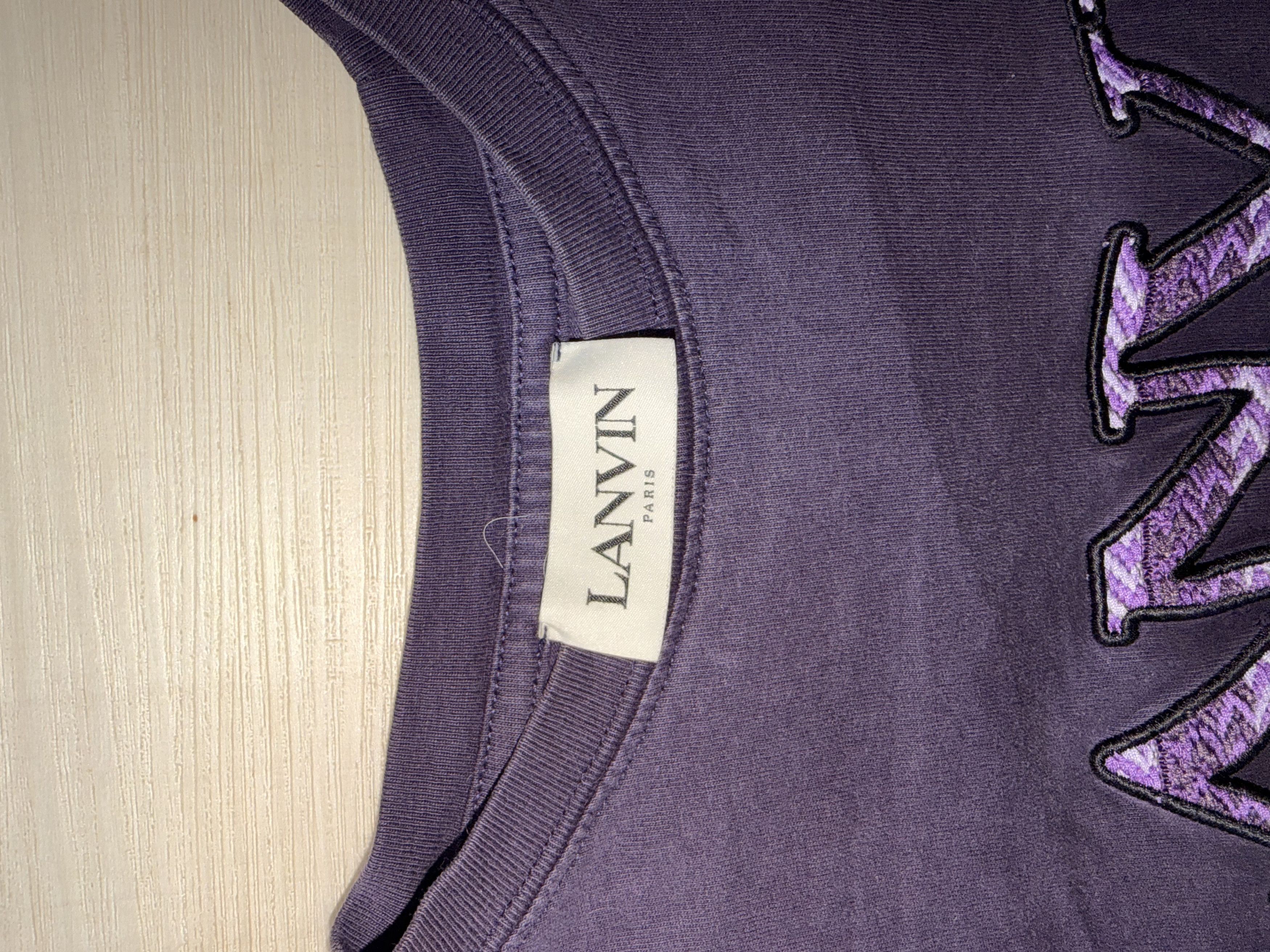 Lanvin Logo Tribal Embroidered Aged Purple Curb T Shirt SS22 Size US M / EU 48-50 / 2 - 4 Thumbnail