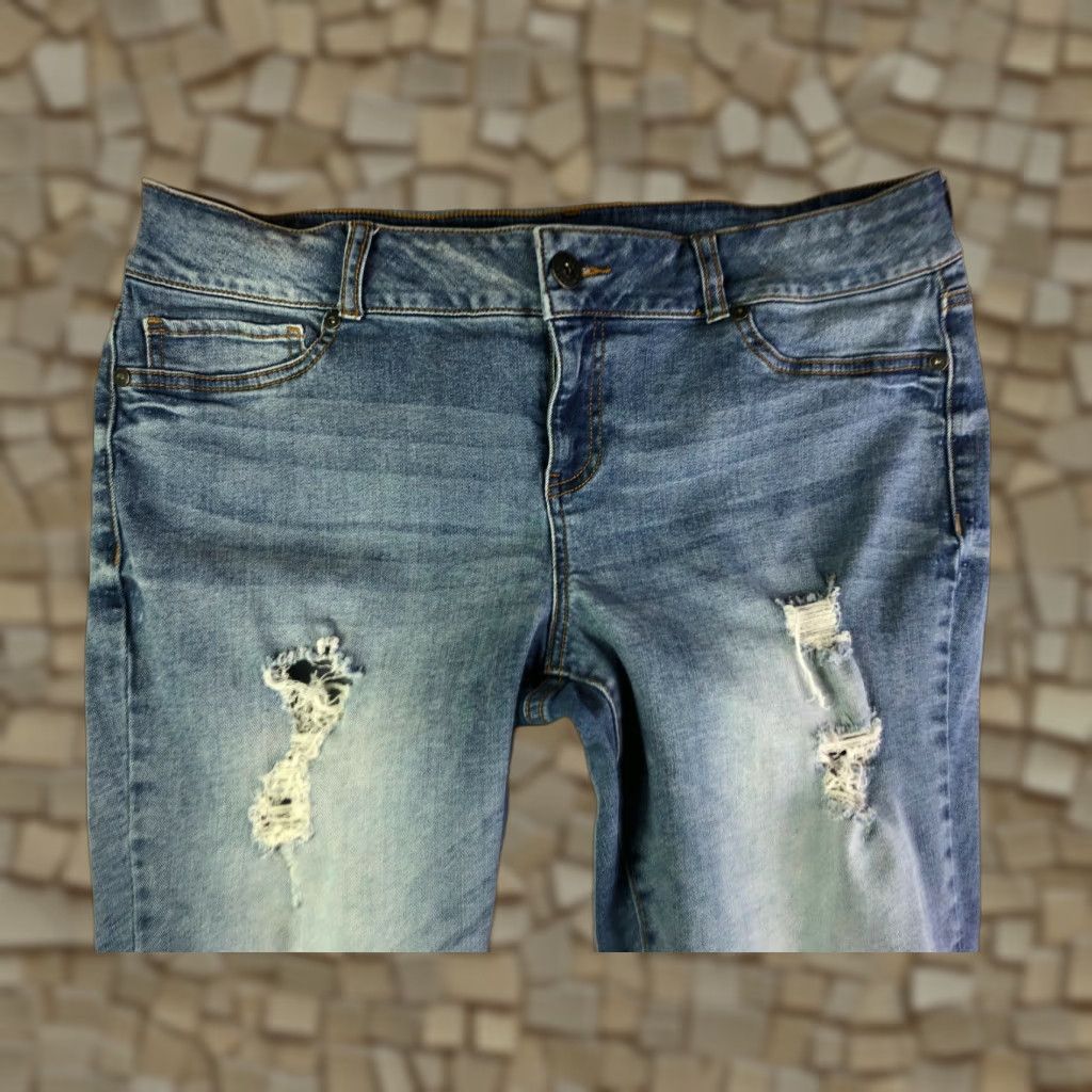 Vintage Maurices Distressed Straight Leg Jeans Womens Size XL-S 33x27 Blue Denim Regular Fit Vintage No Size 40" / US 18 - 1 Thumbnail