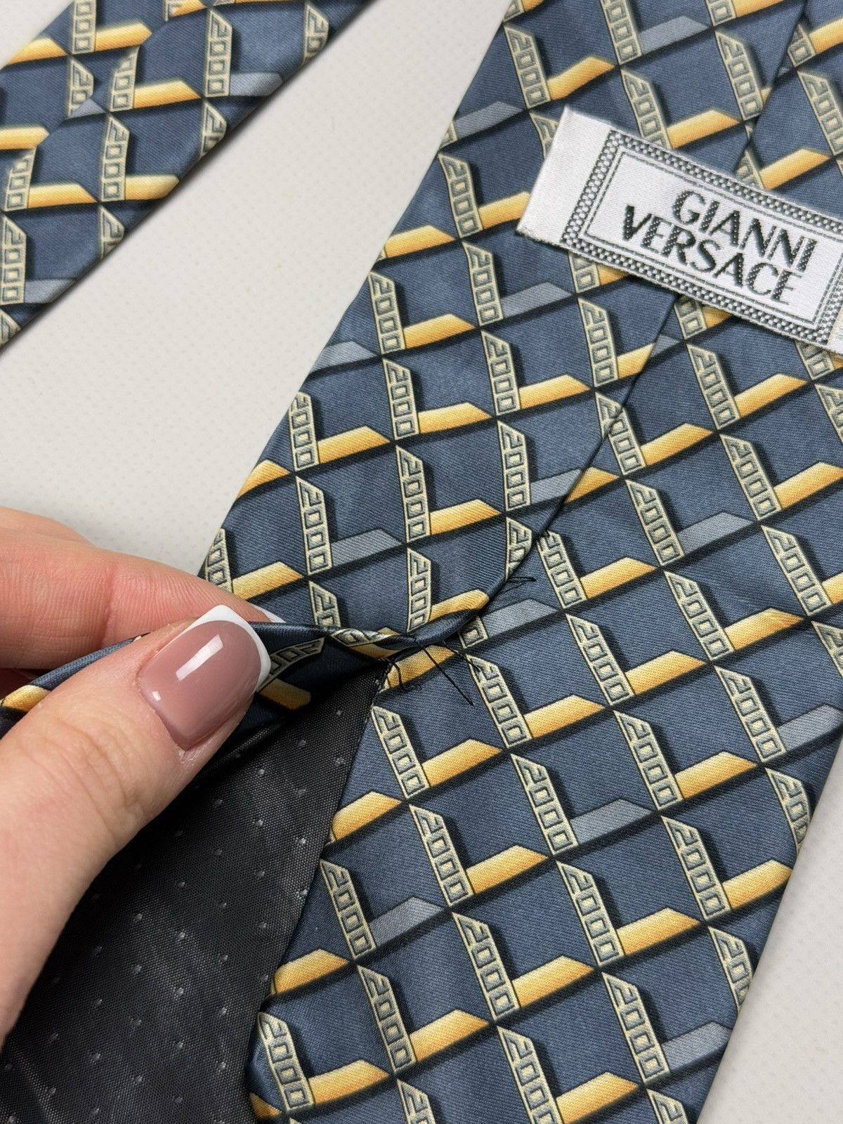 Versace × Vintage Gianni Versace Vintage Geometric Pattern Silk Tie Size ONE SIZE - 10 Thumbnail