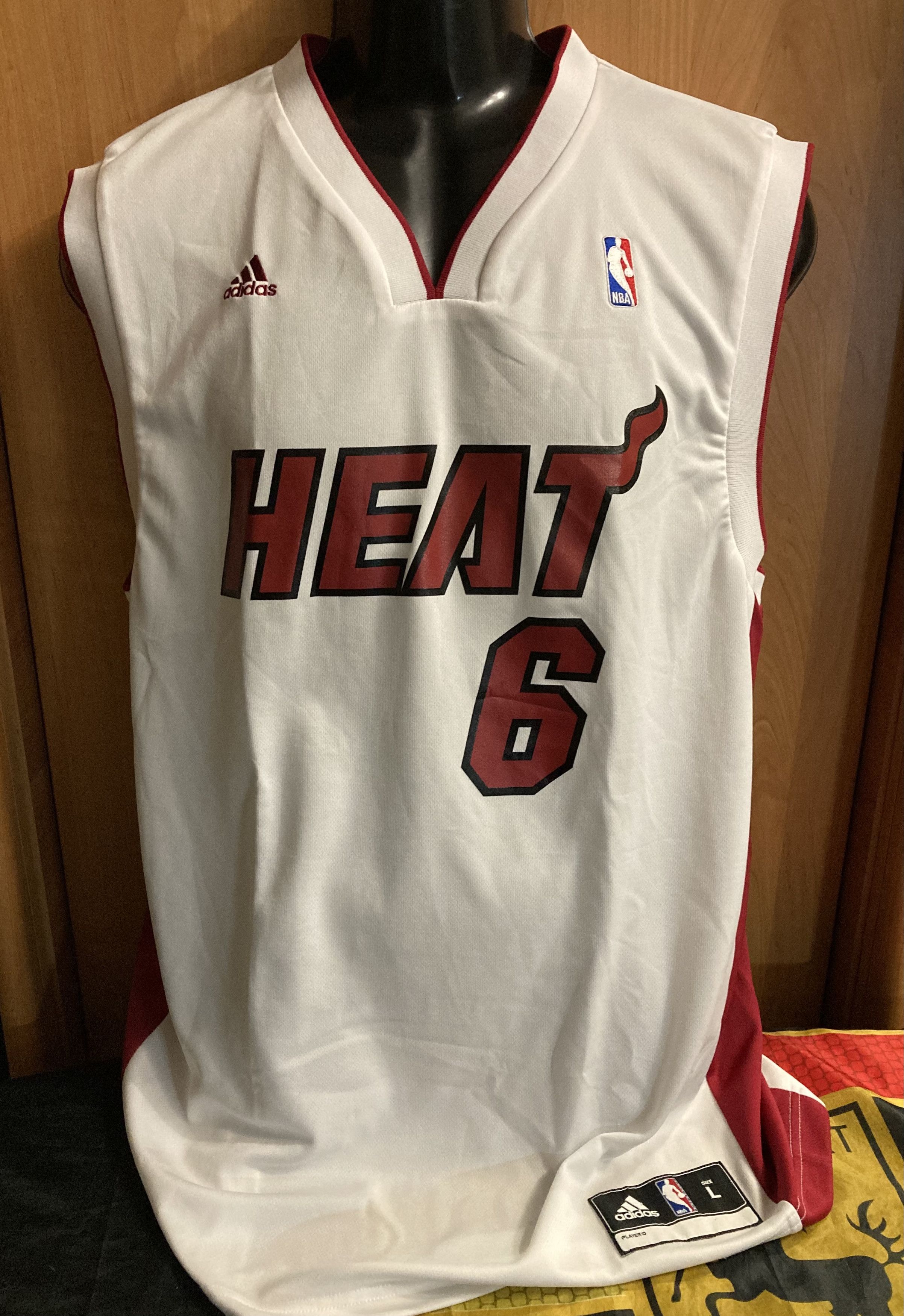 NBA Miami Heats Lebron James Adidas Jersey Mens Large White #6 Size US L / EU 52-54 / 3 - 1 Thumbnail