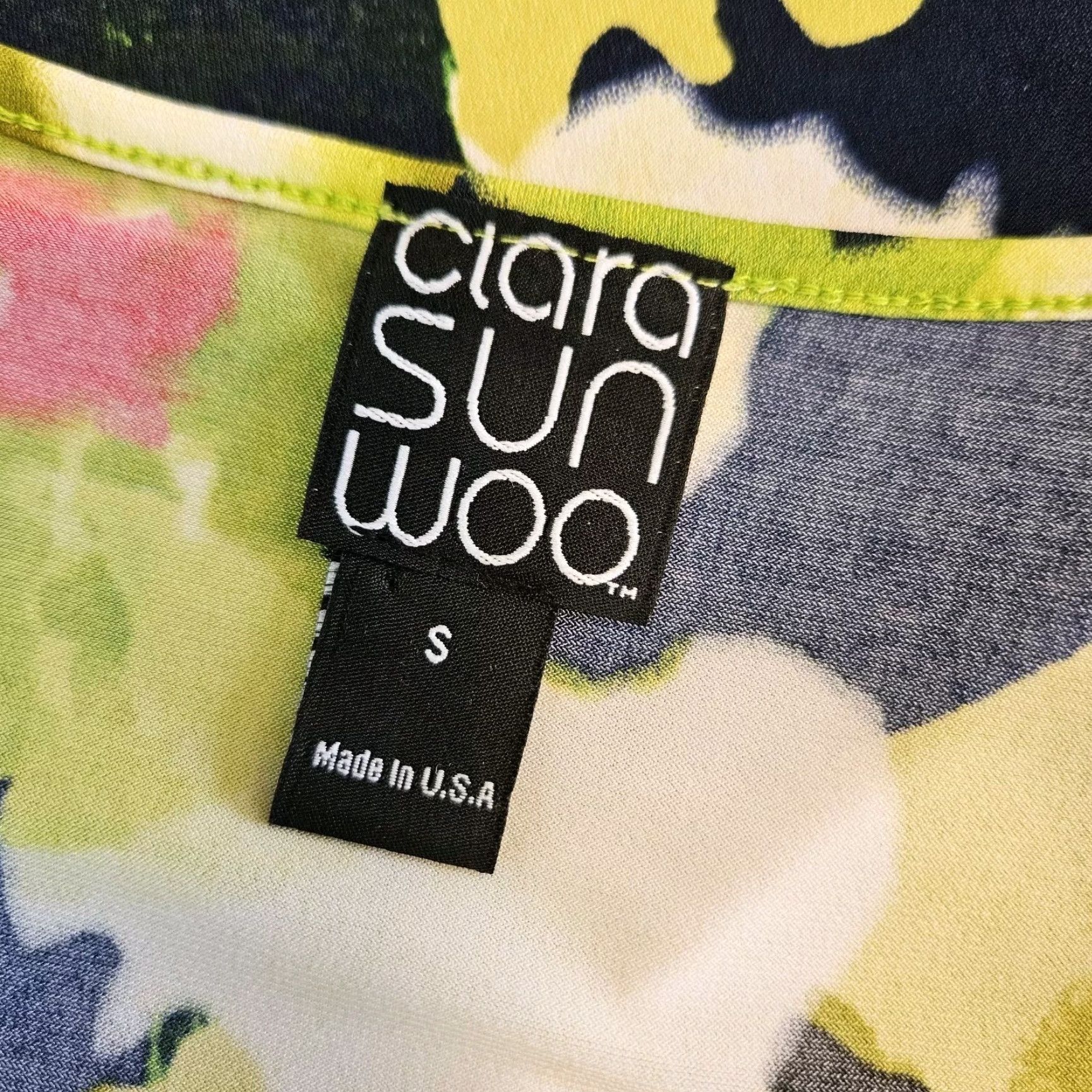 Vintage Clara Sun Woo Womens Top Blouse 3/4 Sleeve Scoop Neck Floral Green Blue Size S Small Mens Womens Girls Boys Size S / US 4 / IT 40 - 5 Thumbnail