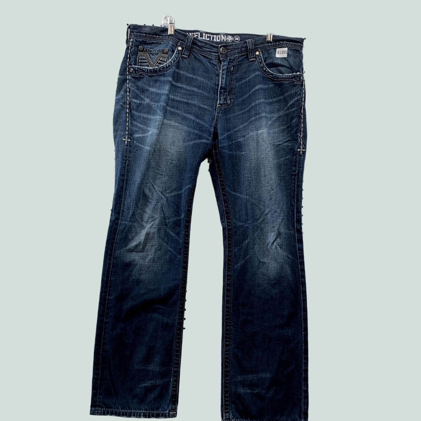 Affliction VINTAGE Affliction Jeans Mens 38 Blue Denim Distressed Baggy Straight 41x32.5 Relaxed 90s 2000s Mens Size US 38 / EU 54 - 1 Thumbnail