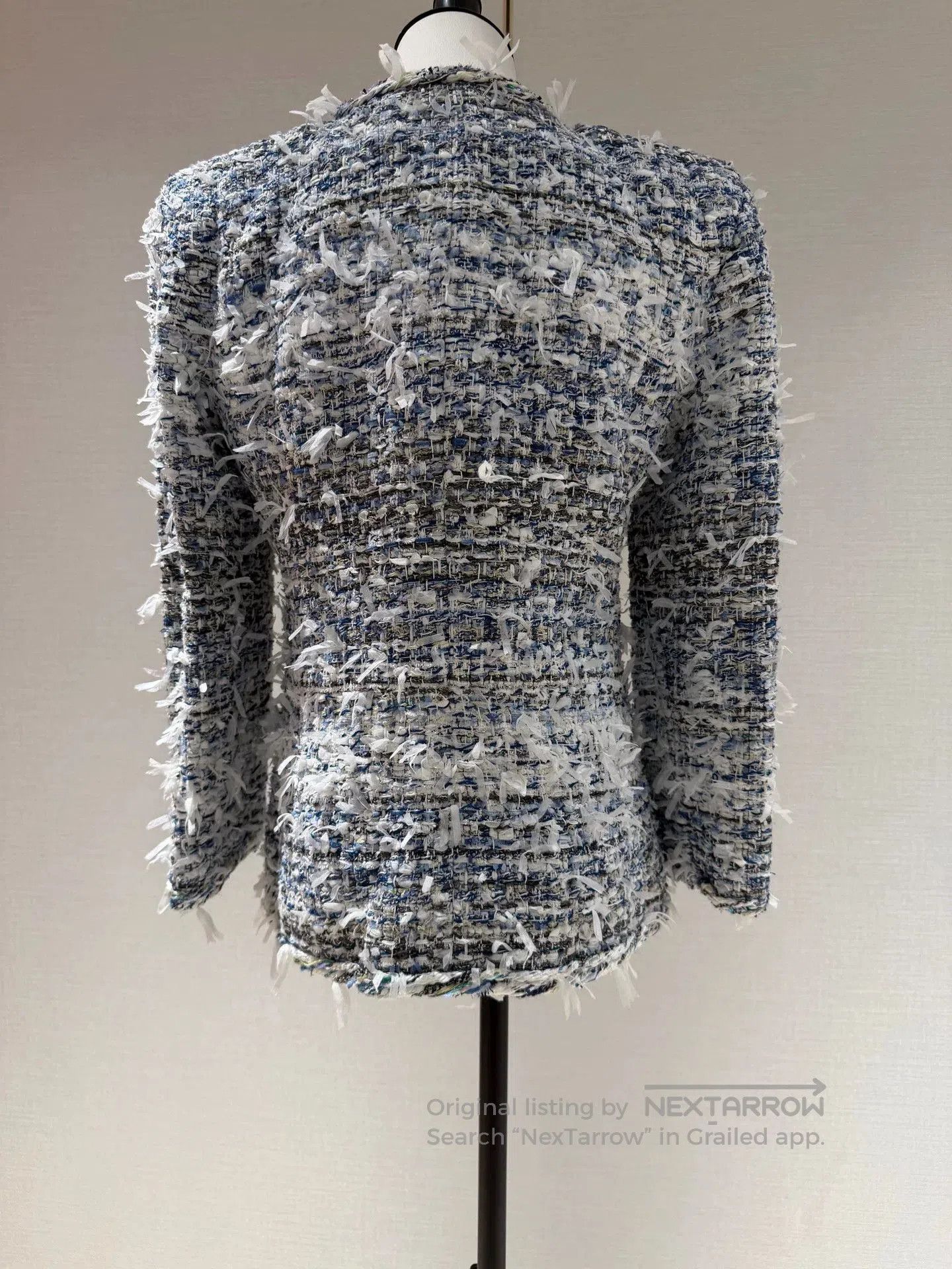 Chanel Chanel Waterfall Blue White Tweed Jacket. Size US M / EU 48-50 / 2 - 2 Thumbnail