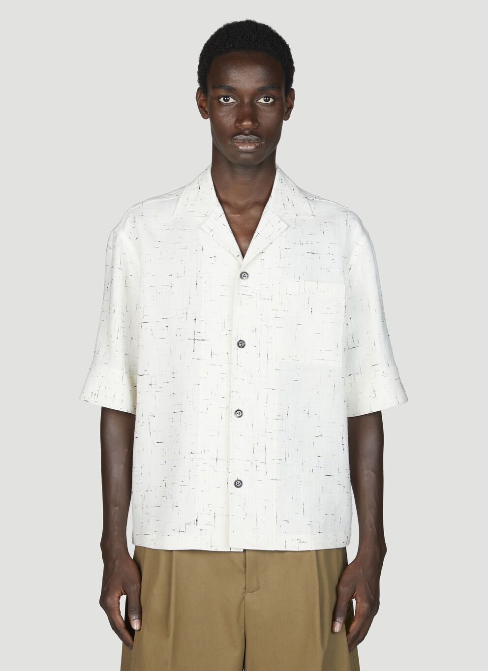 image of Bottega Veneta Light Criss-Cross Shirt in White, Men's (Size Large)
