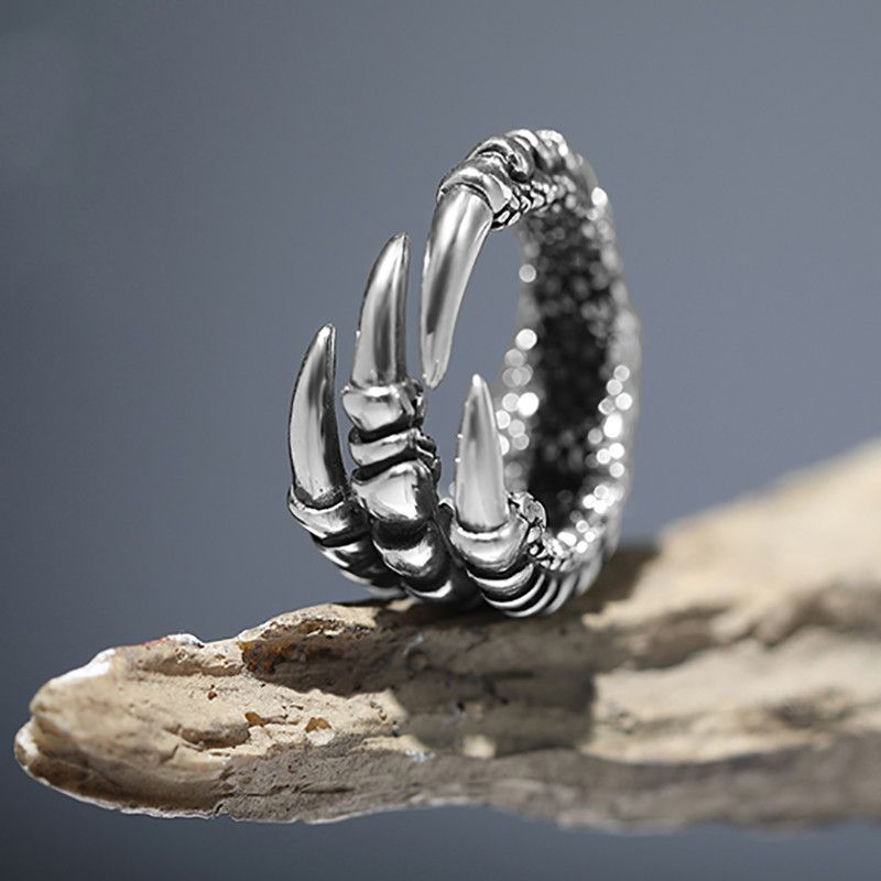 Vintage Adjustable Stainless Steel Dragon Claw Eagle Ring Size ONE SIZE - 1 Thumbnail