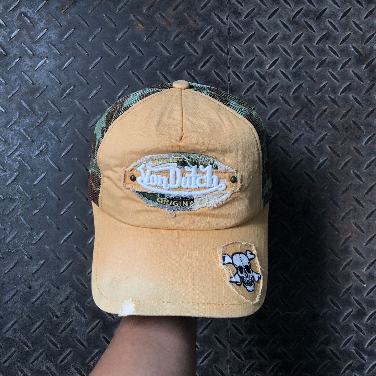 Vintage 🚫 SOLD 🚫 Vintage Vondutch Skeleton Camouflage Trucker Hat Size ONE SIZE - 1 Thumbnail