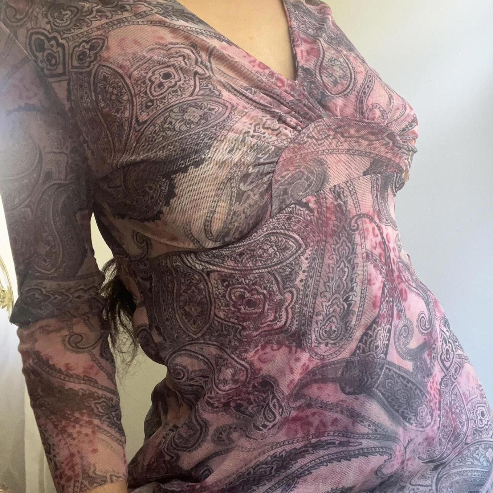 Other Pink paisley print mesh top with 3/4 sleeves #y2kfashion Size M / US 6-8 / IT 42-44 - 8 Thumbnail
