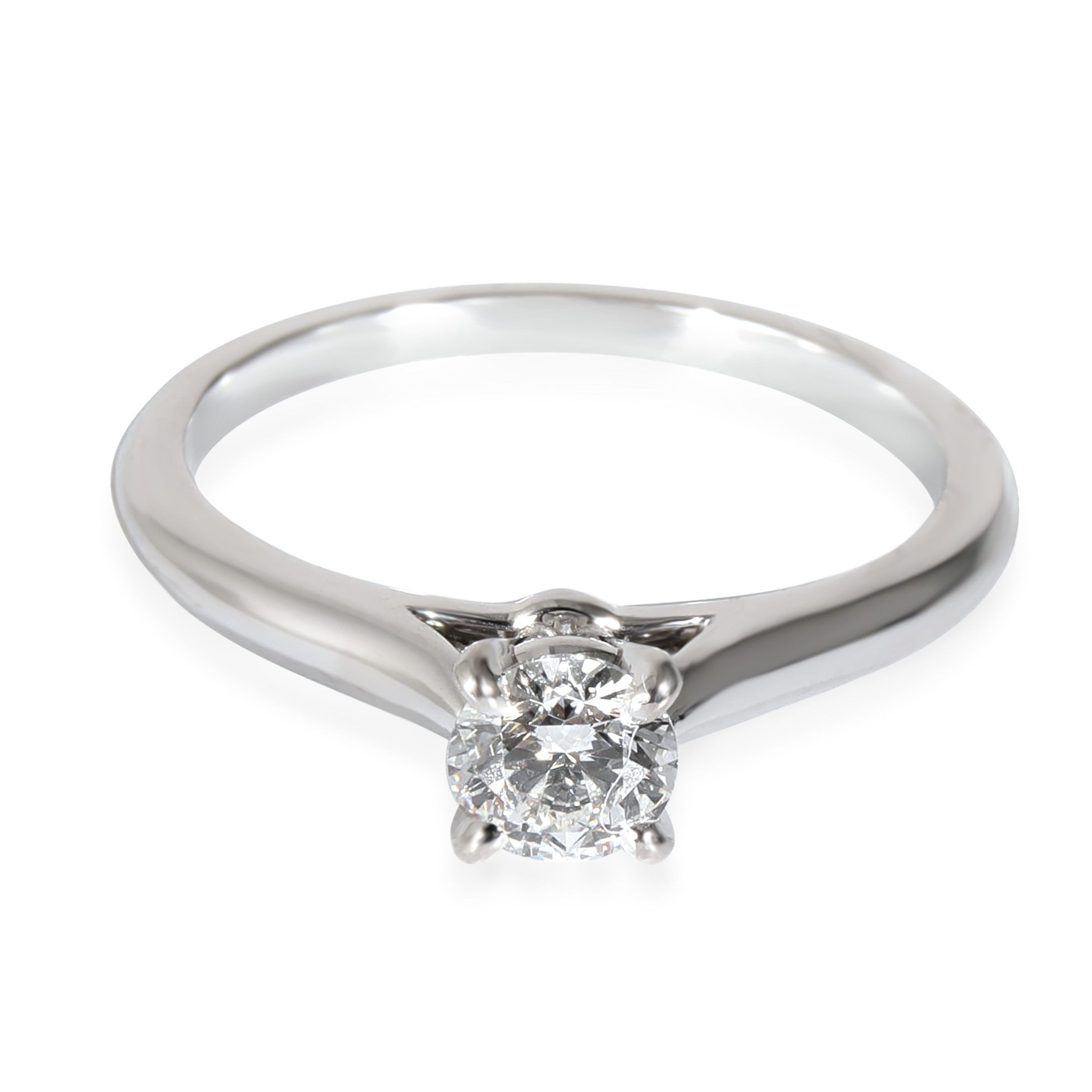 image of Cartier 1895 Diamond Engagement Ring In Platinum E Vs2 0.31 Ctw in Silver, Women's