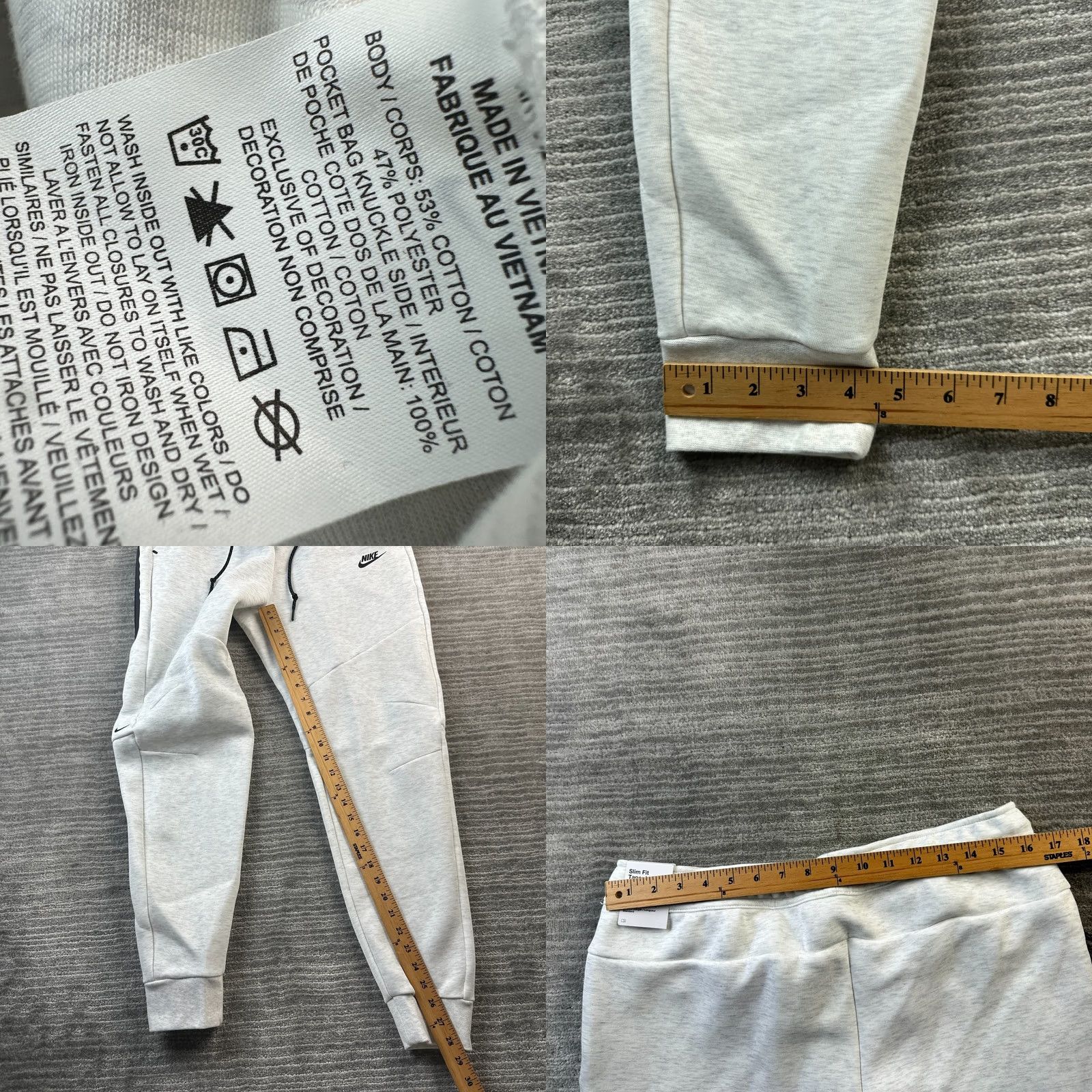 Nike Nike Tech Fleece Pants Jogger Mens Large Gray Slim Pockets Adjustable Waist Sweatpants Size US 33 - 8 Thumbnail