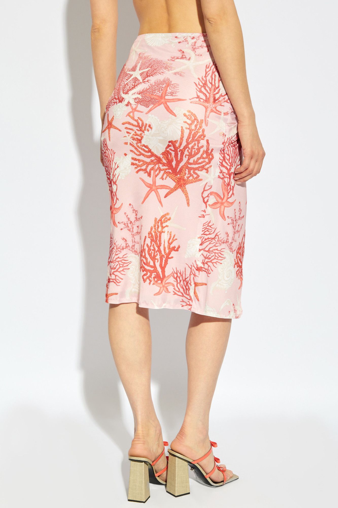 Versace o1s22i1n1024 Baroque Sea Jersey Skirt in Pink Size 27" / US 4 / IT 40 - 4 Thumbnail