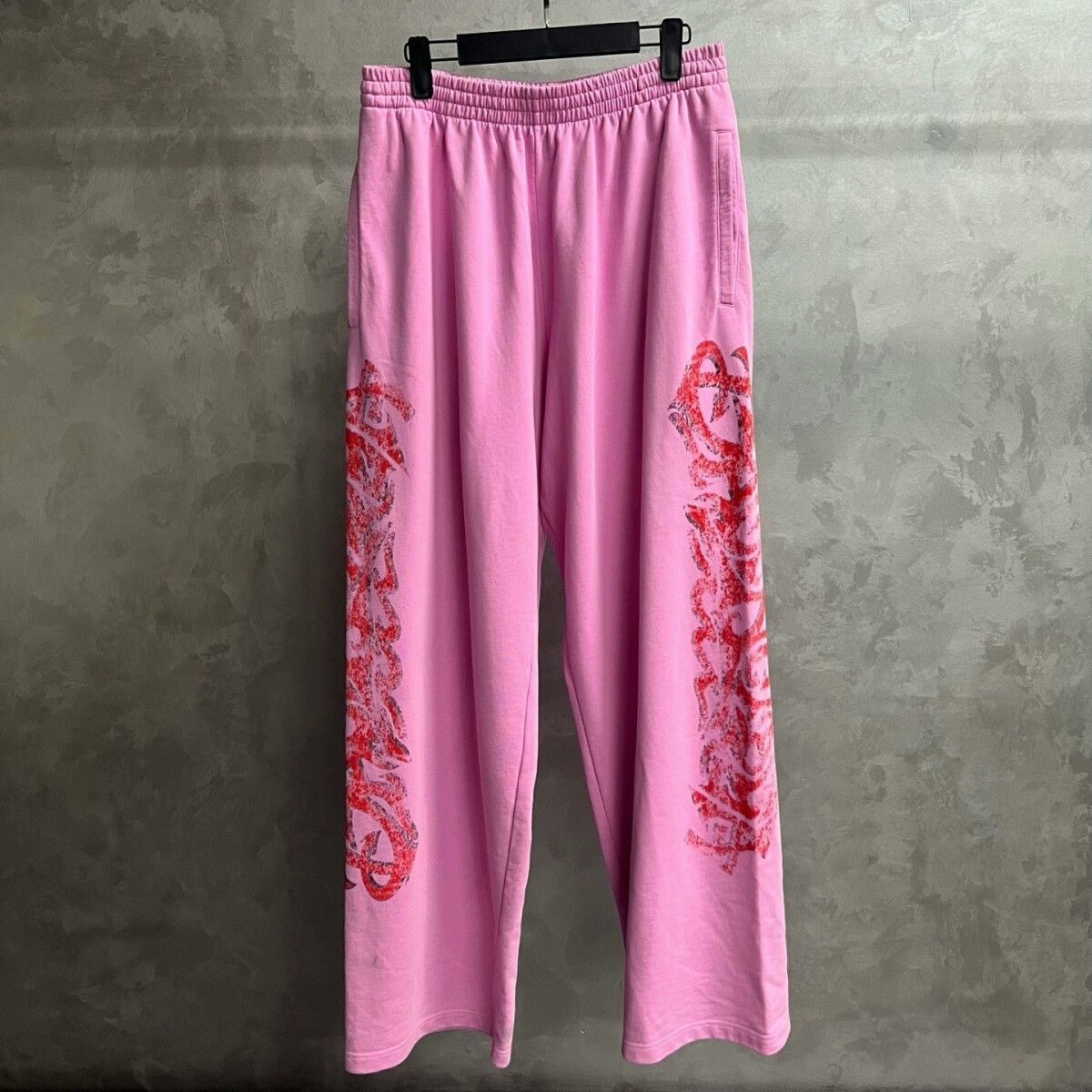 Balenciaga Pink Logo Print Casual Pants