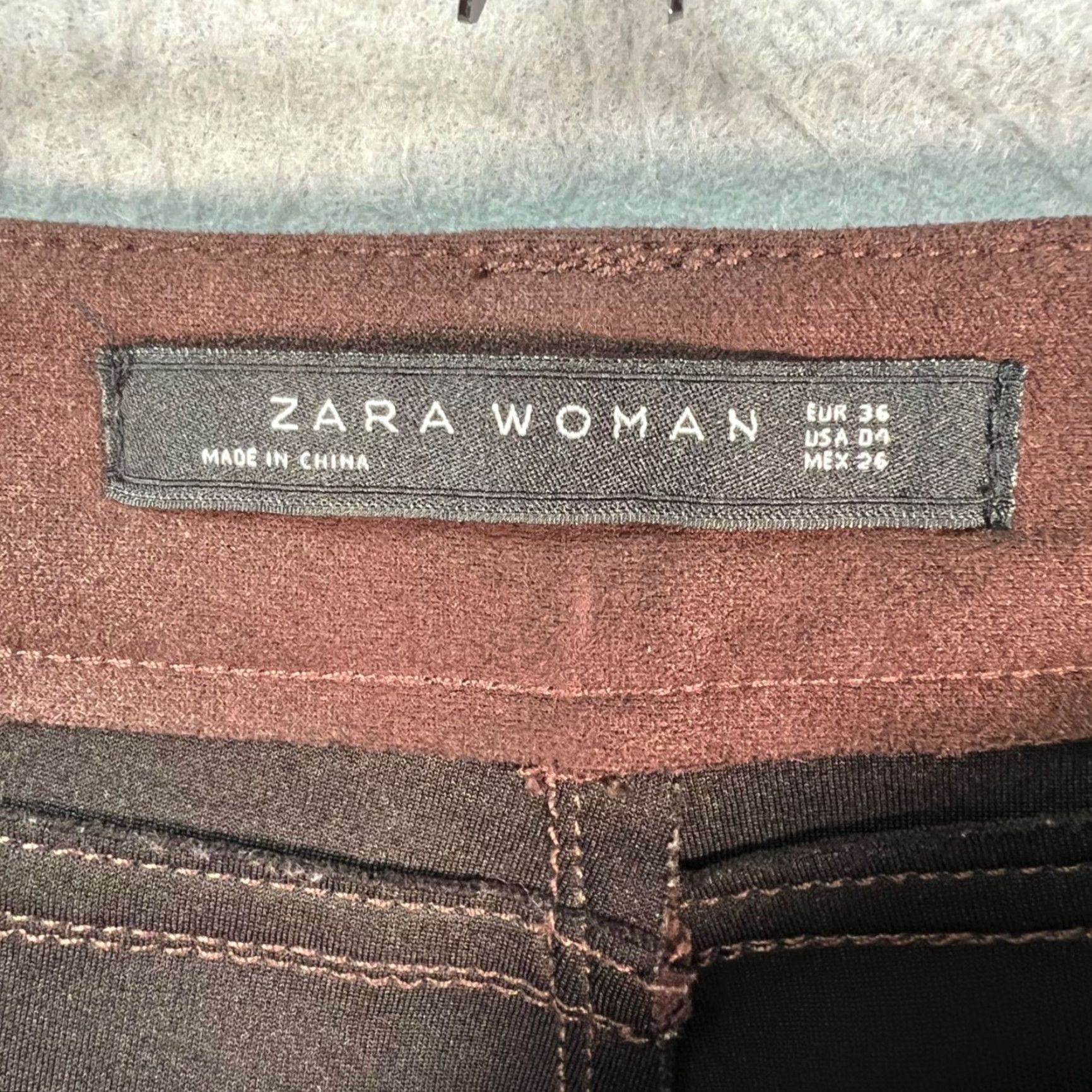 Zara Zara Woman Size 4 Brown Faux Suede Flare Pants Pants Women Brown Flared 27 in Inseam 33 in Polyester, Faux Suede Vintage No Size 27" / US 4 / IT 40 - 3 Thumbnail