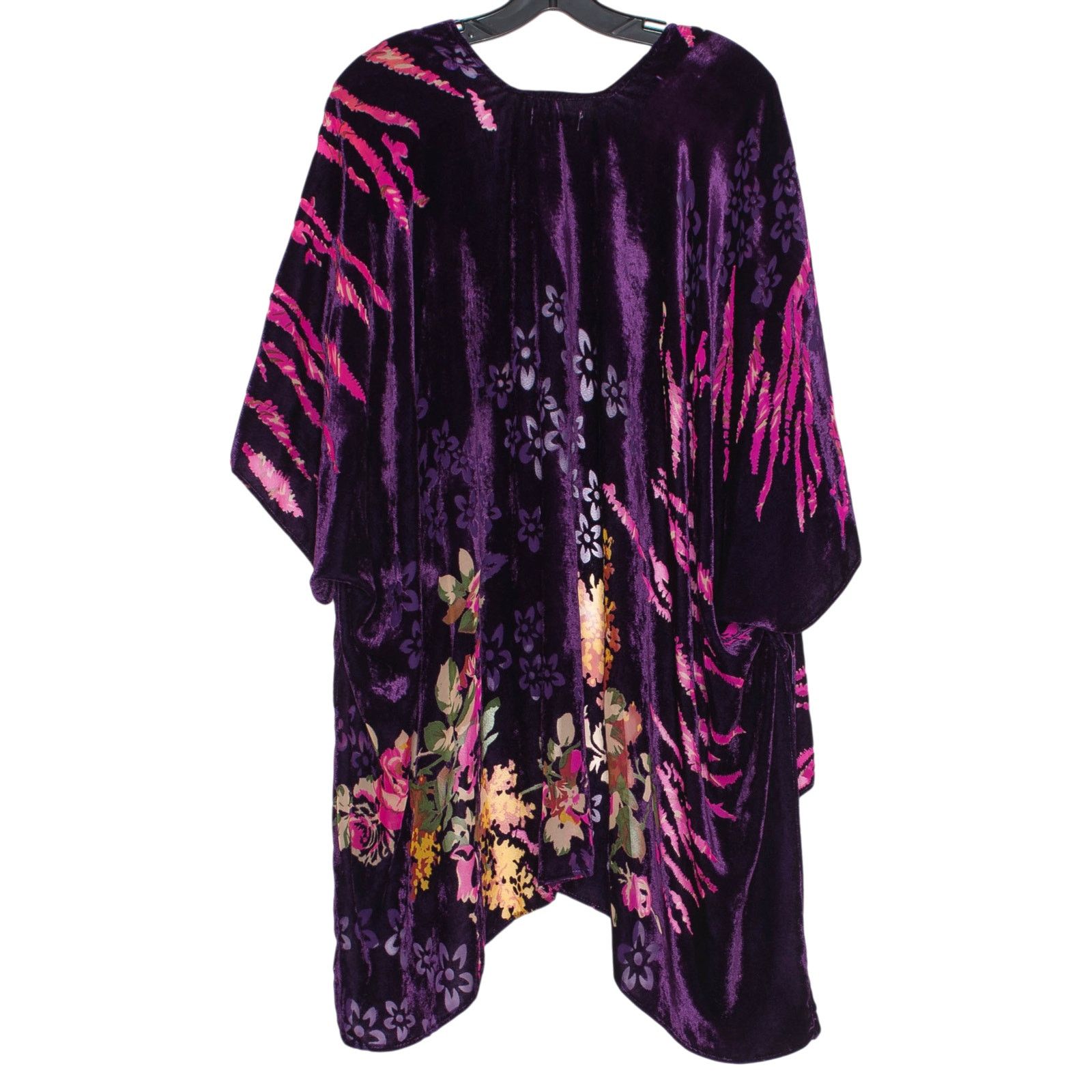 Other Velvet Burnout Kimono Whimsigoth Floral Purple Open Front OS Size ONE SIZE - 3 Thumbnail