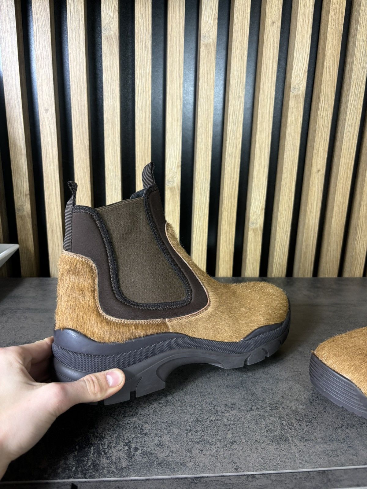 Designer × John Elliott VERY RARE John Elliott Chelsea Boots Pecan Calf Hair Limited Size US 12 / EU 45 - 5 Thumbnail