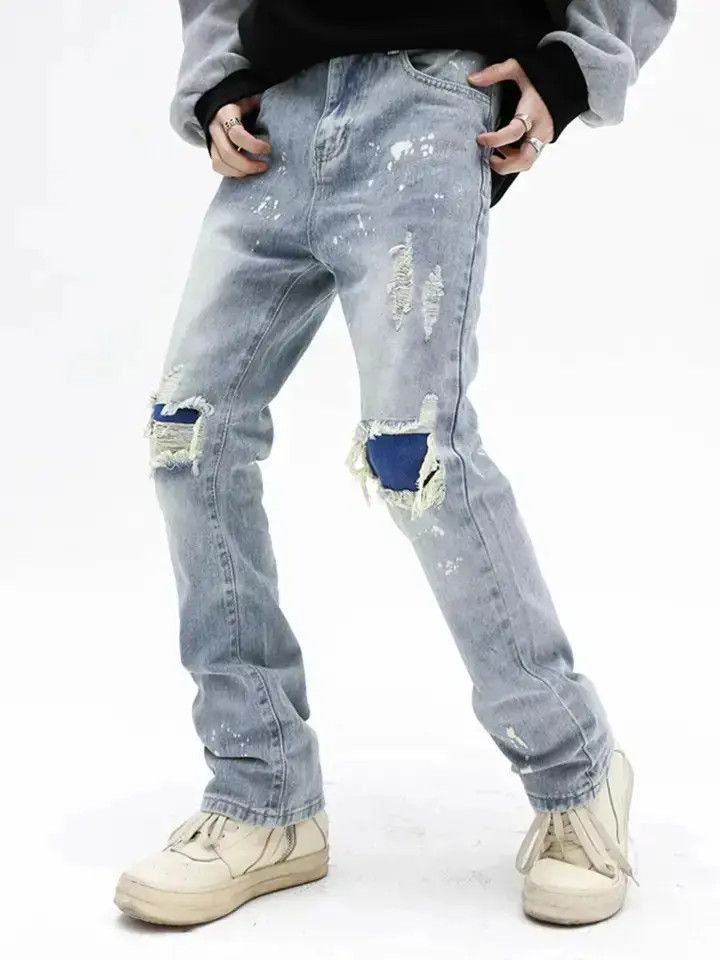 Japanese Brand Men's Knee with Hole Denim Trousers Punk Size US 30 / EU 46 - 5 Thumbnail