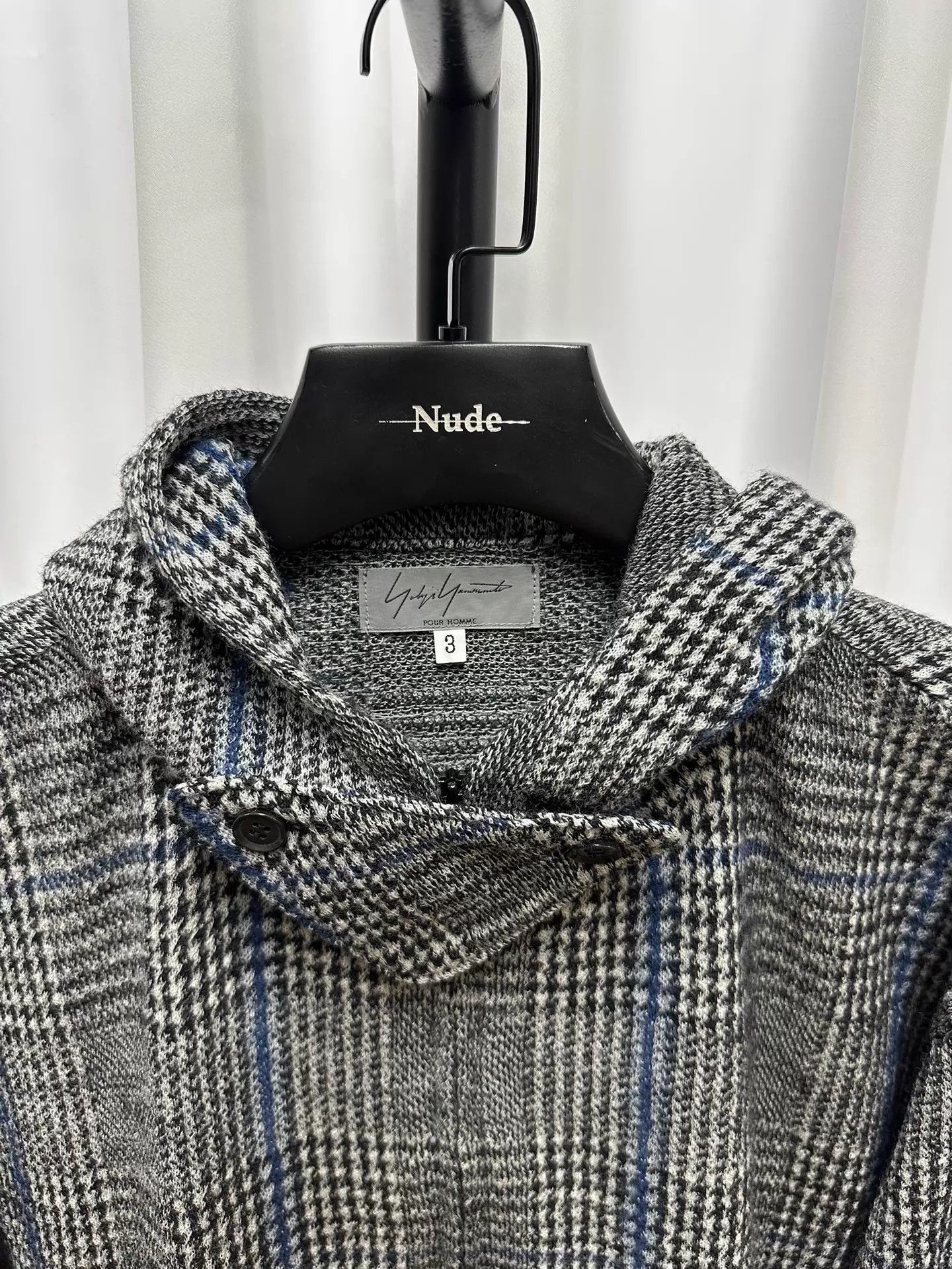 Yohji Yamamoto Yohji Yamamoto Pour Homme Wool Check Hooded Jacket Size US L / EU 52-54 / 3 - 4 Thumbnail