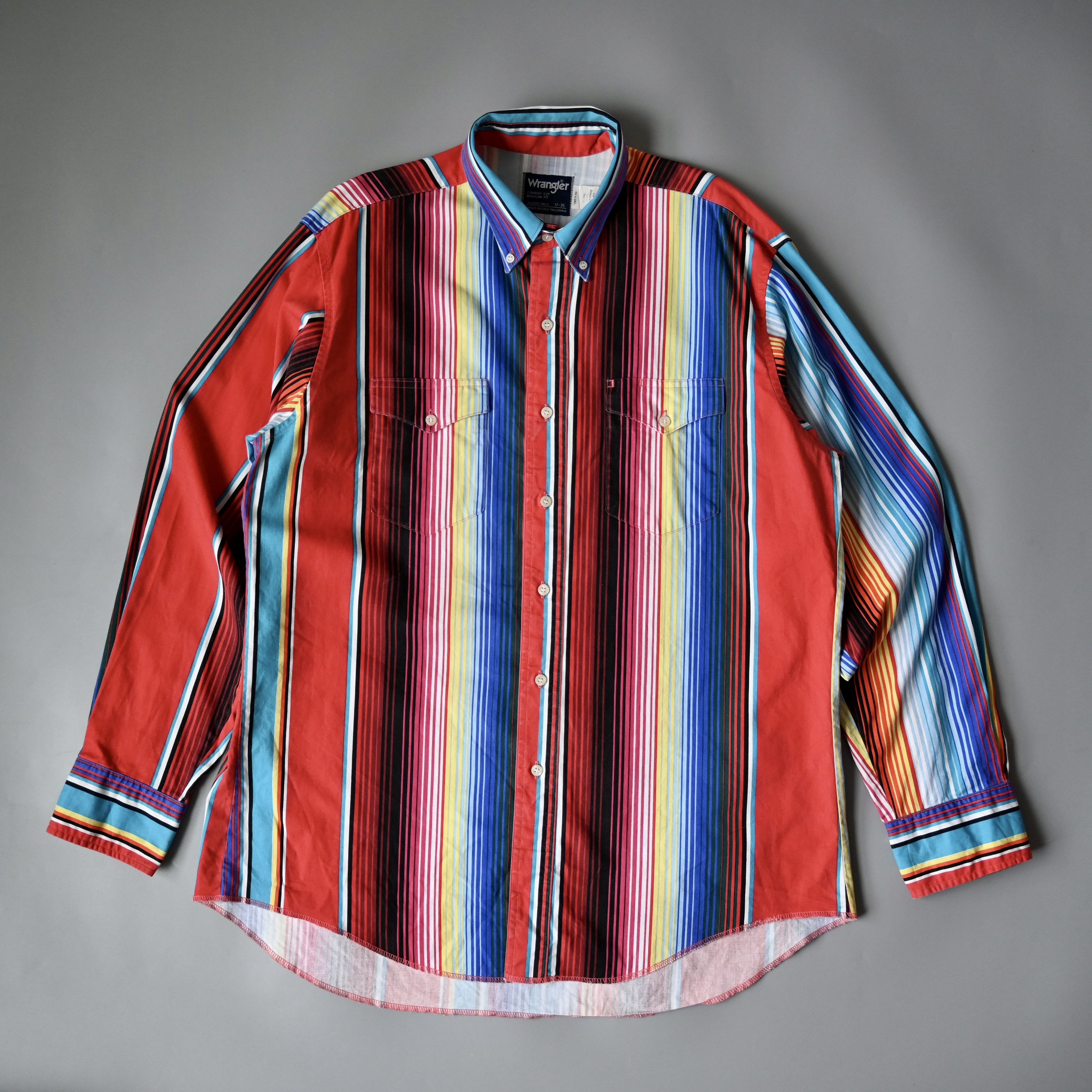 Vintage VTG Wrangler red base sunlight stripe cotton western shirt Size US XL / EU 56 / 4 - 4 Thumbnail