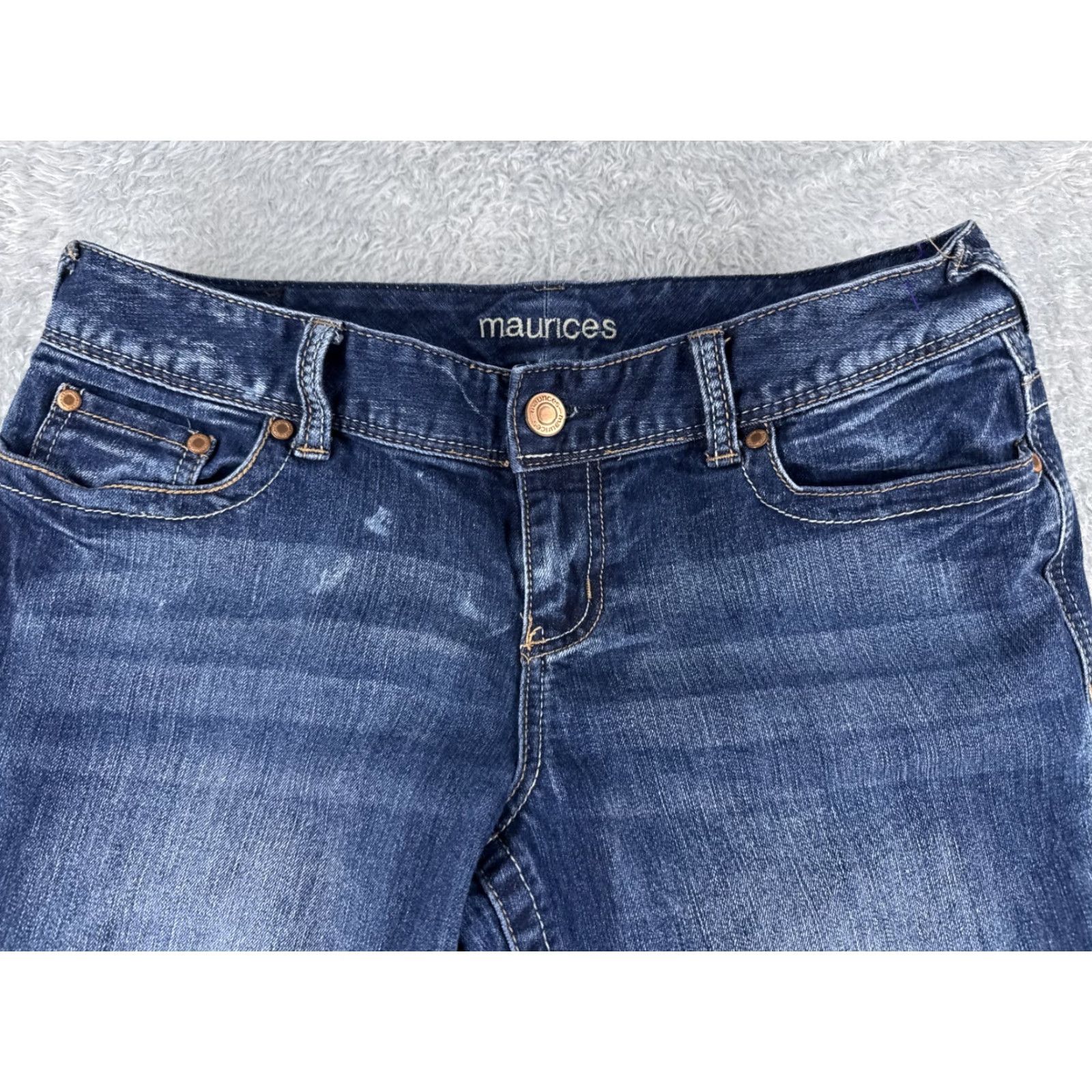 Vintage Maurices Jeans Womens 9 Blue Denim Low Rise Bootcut Distressed 30x31 Size 30" / US 8 / IT 44 - 4 Thumbnail