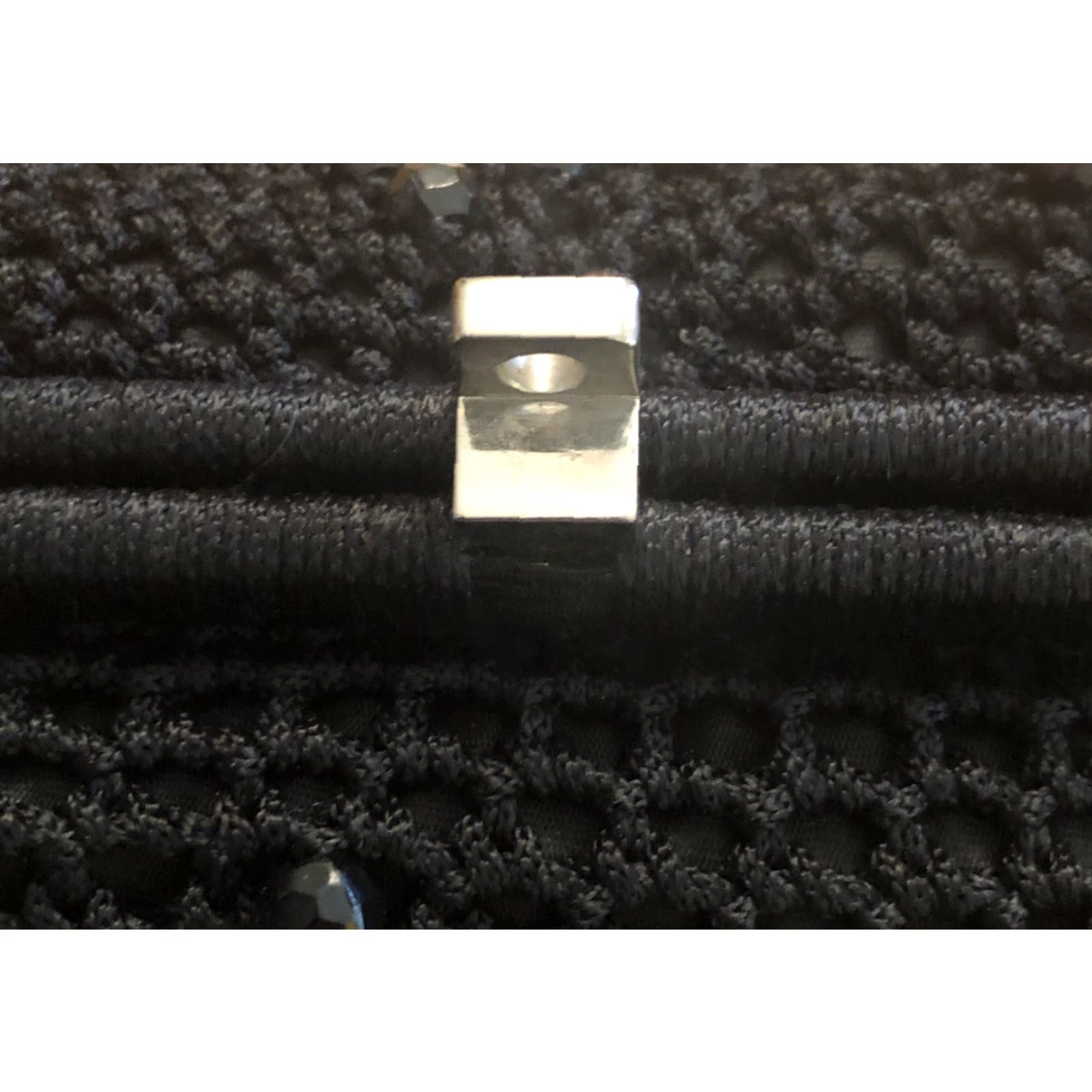 Vintage VINTAGE Evening Bag Crochet with Black Beads & Silver-Tone Handles Puffy Women Small Black Size ONE SIZE - 2 Thumbnail