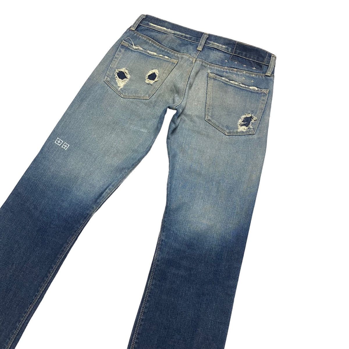 image of Ksubi Scooter Vintage Indigo Distressed Jeans in Blue, Men's (Size 28)