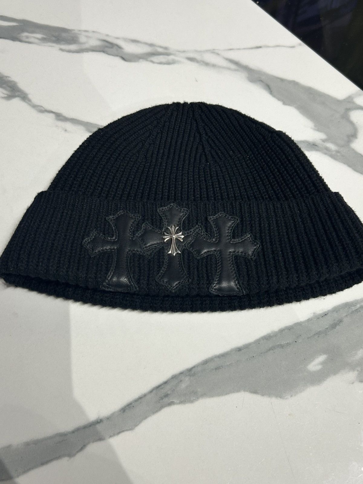 Chrome Hearts Chrome Hearts Triple Cross Patch Beanie Size ONE SIZE - 1 Thumbnail