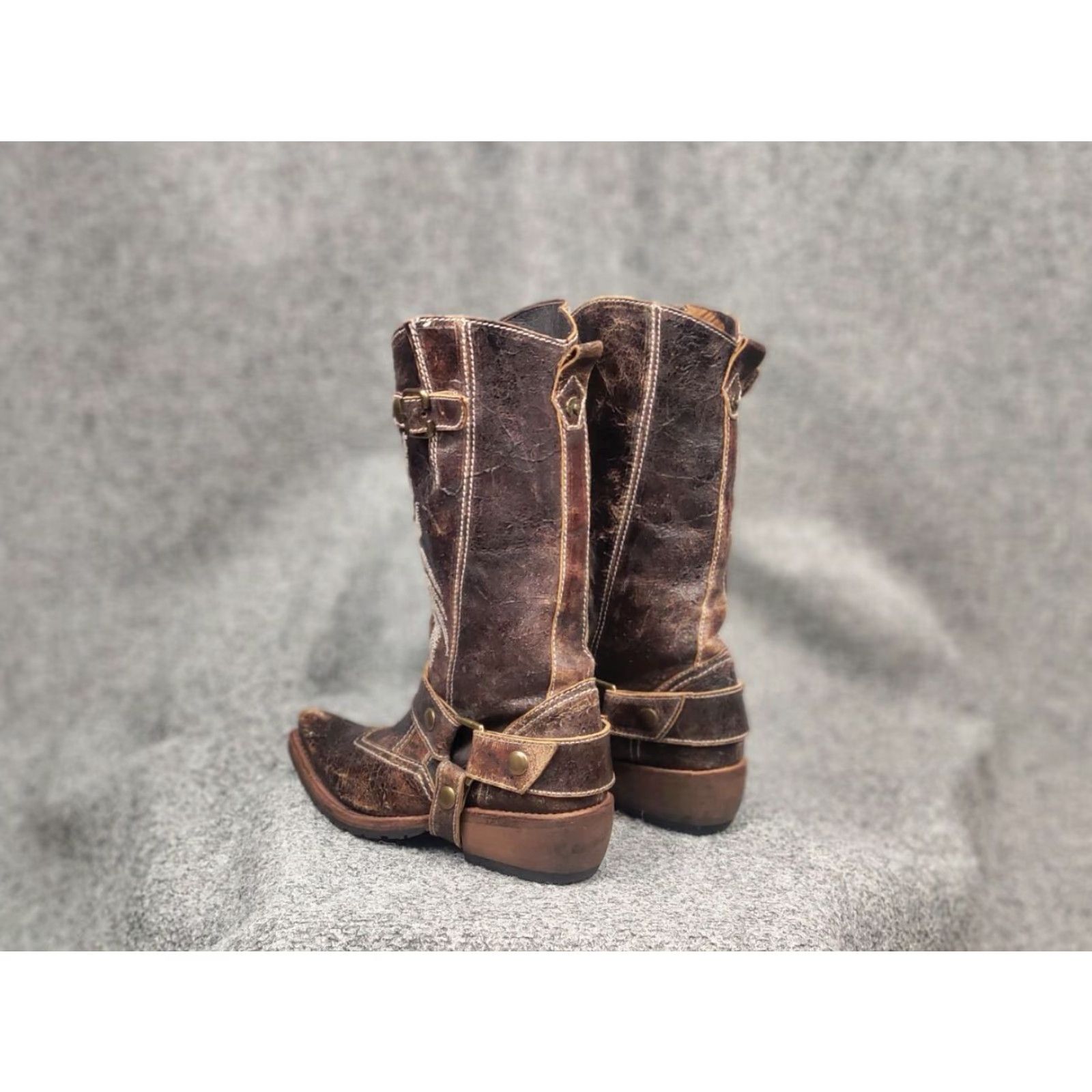 Vintage VINTAGE Sancho Boots Barbados Leather Embroidered Logo Buckle Boot Women 6 Brown 90s Size US 6 / IT 36 - 7 Thumbnail