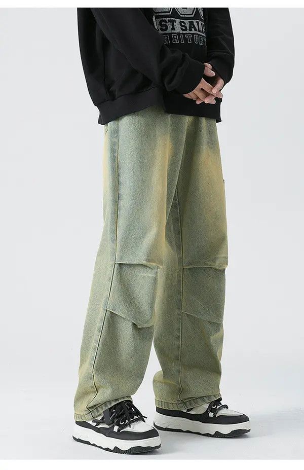 Japanese Brand Washed distressed vintage workwear straight-leg casual jeans Size US 32 / EU 48 - 2 Thumbnail