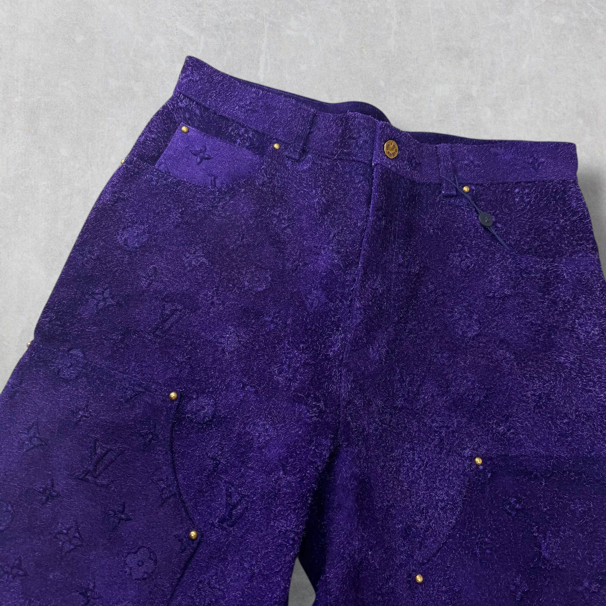 Louis Vuitton Louis Vuitton Monogram Purple Suede Pants 36 Size US 36 / EU 52 - 6 Thumbnail