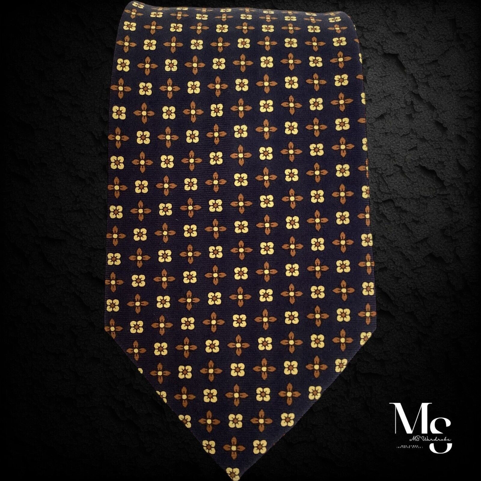 Other FRANCO BASSI Navy Floral Geometric Silk Tie Made In Italy Size ONE SIZE - 6 Thumbnail
