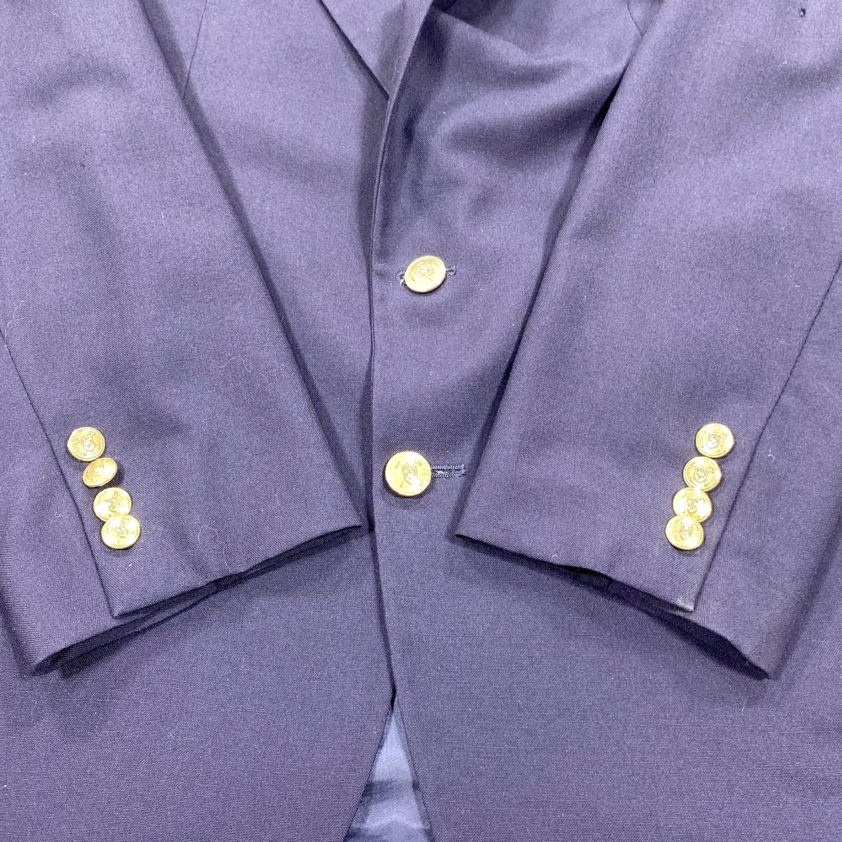 Ralph Lauren Chaps Ralph Lauren Blazer Mens 44R Navy Blue Pure New Wool Sport Coat Gold Size 44R - 2 Thumbnail