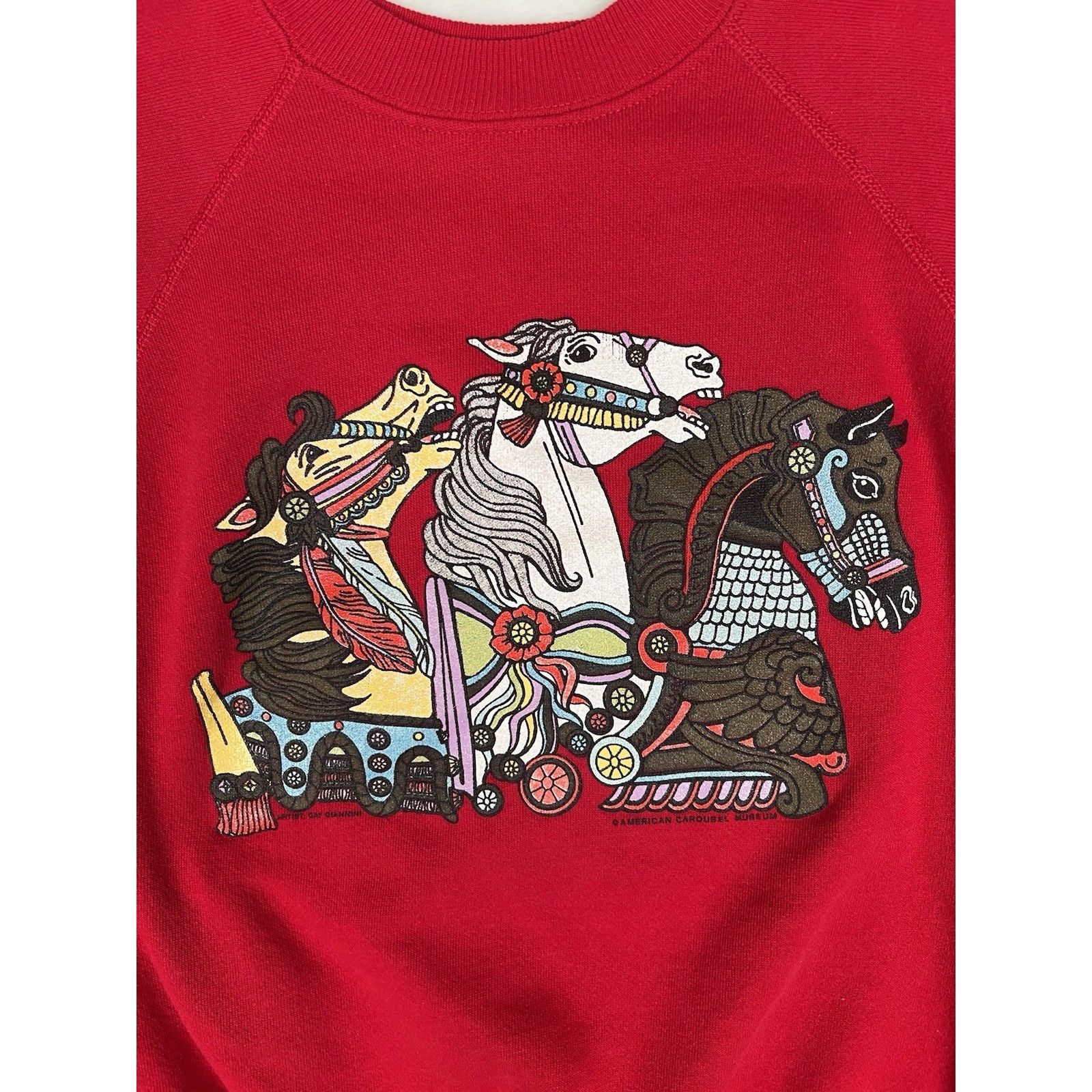 Hanes Vintage American Carousel Museum Raglan Sweatshirt 80's Hors Size L / US 10 / IT 46 - 2 Thumbnail