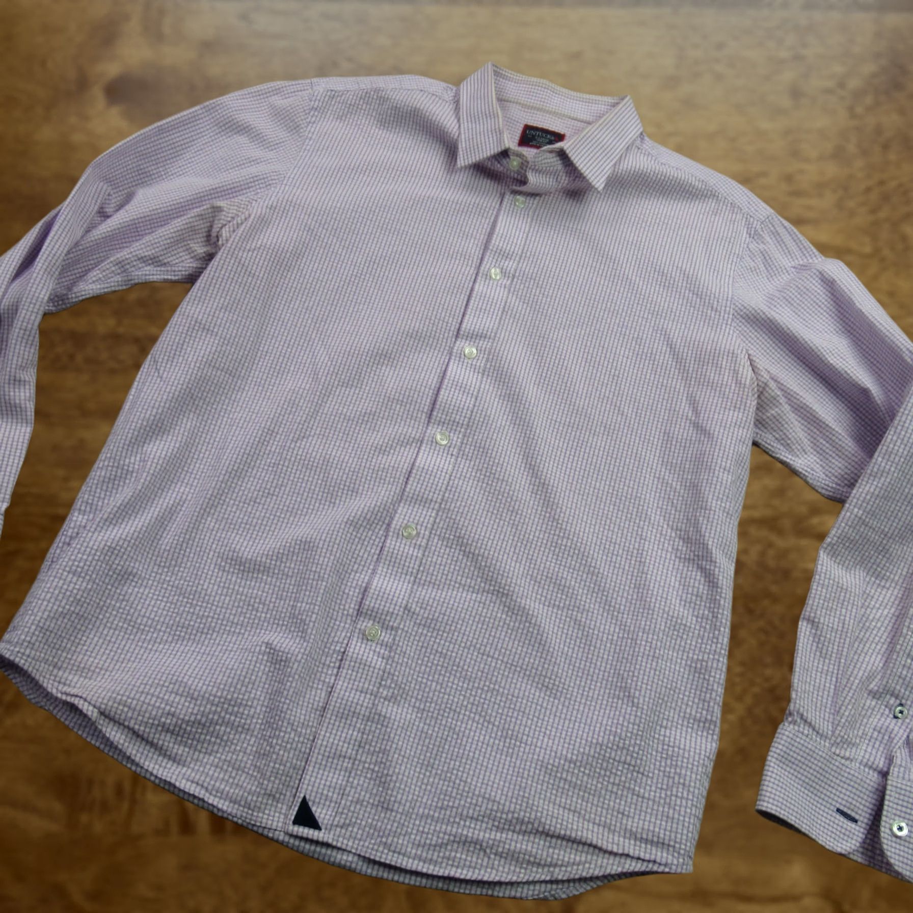 UNTUCKit UNTUCKit Shirt Mens XL Long Sleeve Button Front Casual Purple Checks Slim Fit Size US XL / EU 56 / 4 - 1 Thumbnail
