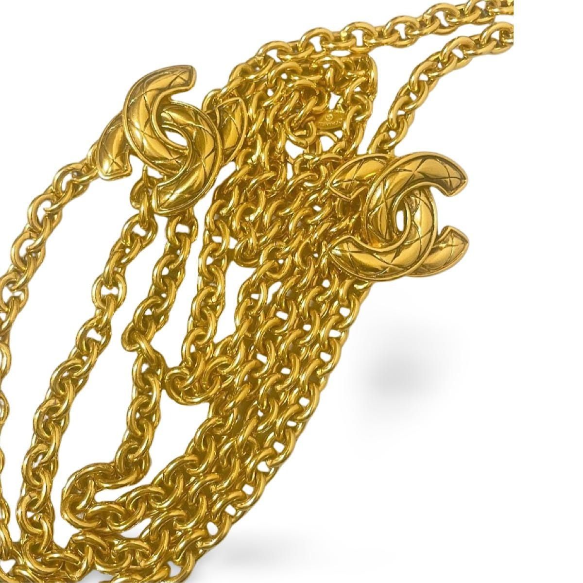 Chanel Vintage CHANEL gold chain belt with triple layer chains 95cm Size ONE SIZE - 4 Thumbnail