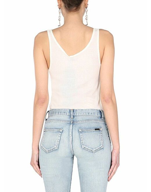 Saint Laurent Paris o1b1hav110525 504959 Tank Top in Jersey in White Size XL / US 12-14 / IT 48-50 - 2 Thumbnail