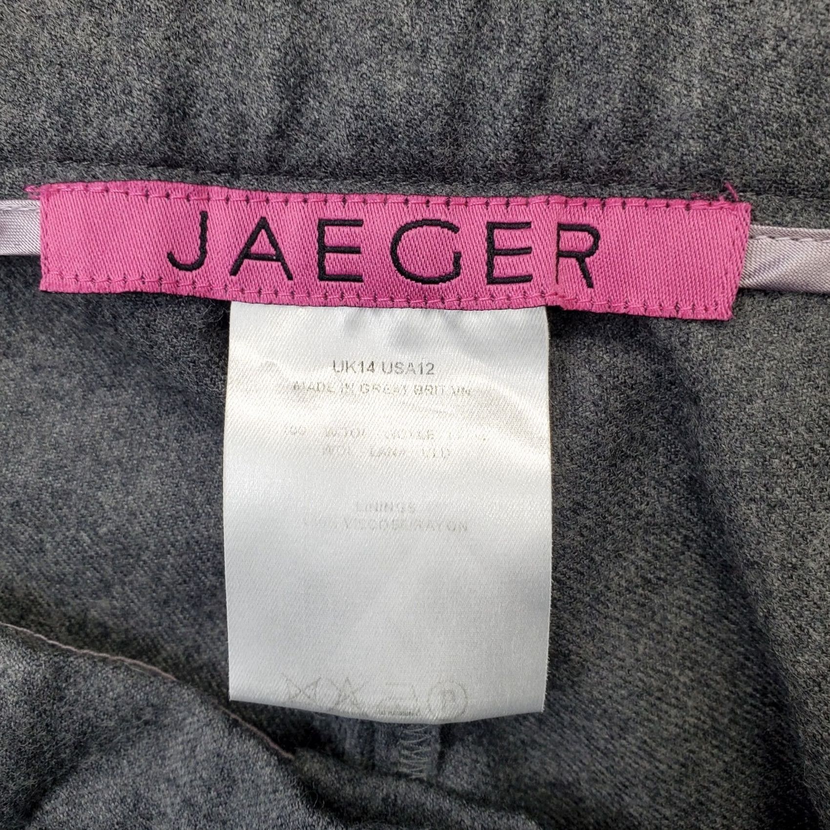 Jaeger Jaeger Women's 12 Gray Flat Front Straight Leg Ankle Pants - Dress/Business Form Size 34" / US 12 / IT 48 - 7 Thumbnail