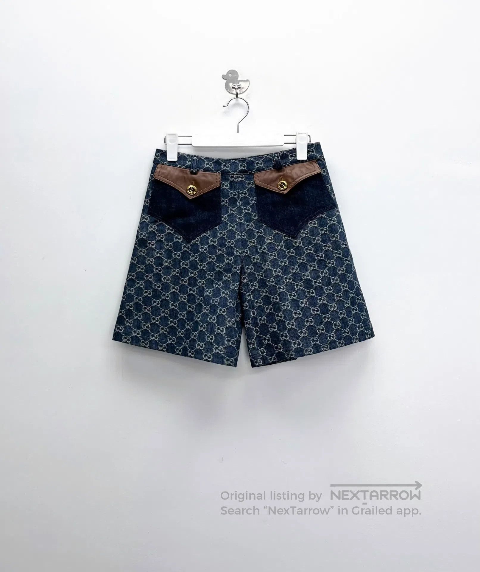 Gucci Guicci Washed Patchwork Pocket All-Over Print Denim Shorts Size 39" - 1 Thumbnail