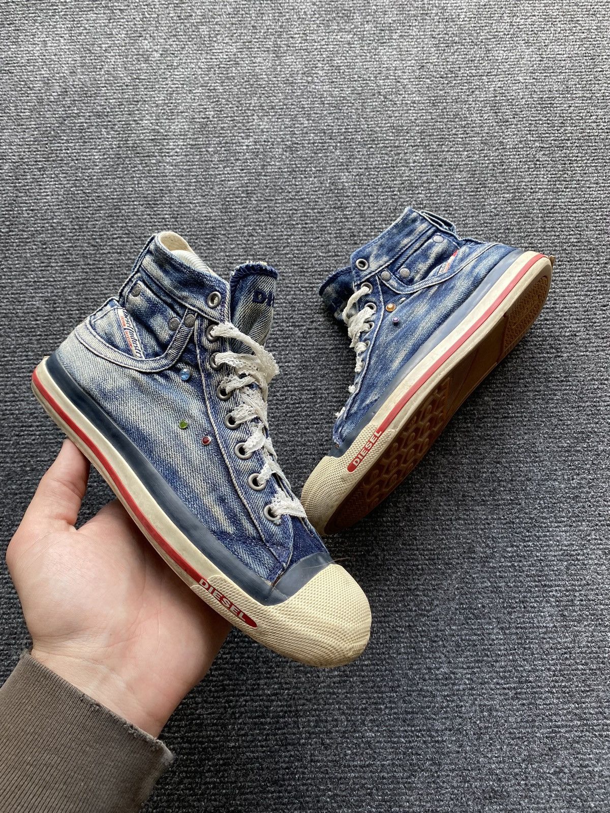 Diesel 🔥Diesel Opium Punk Denim sneakers 7.5 rare alt goth emo Size US 7.5 / IT 37.5 - 1 Thumbnail