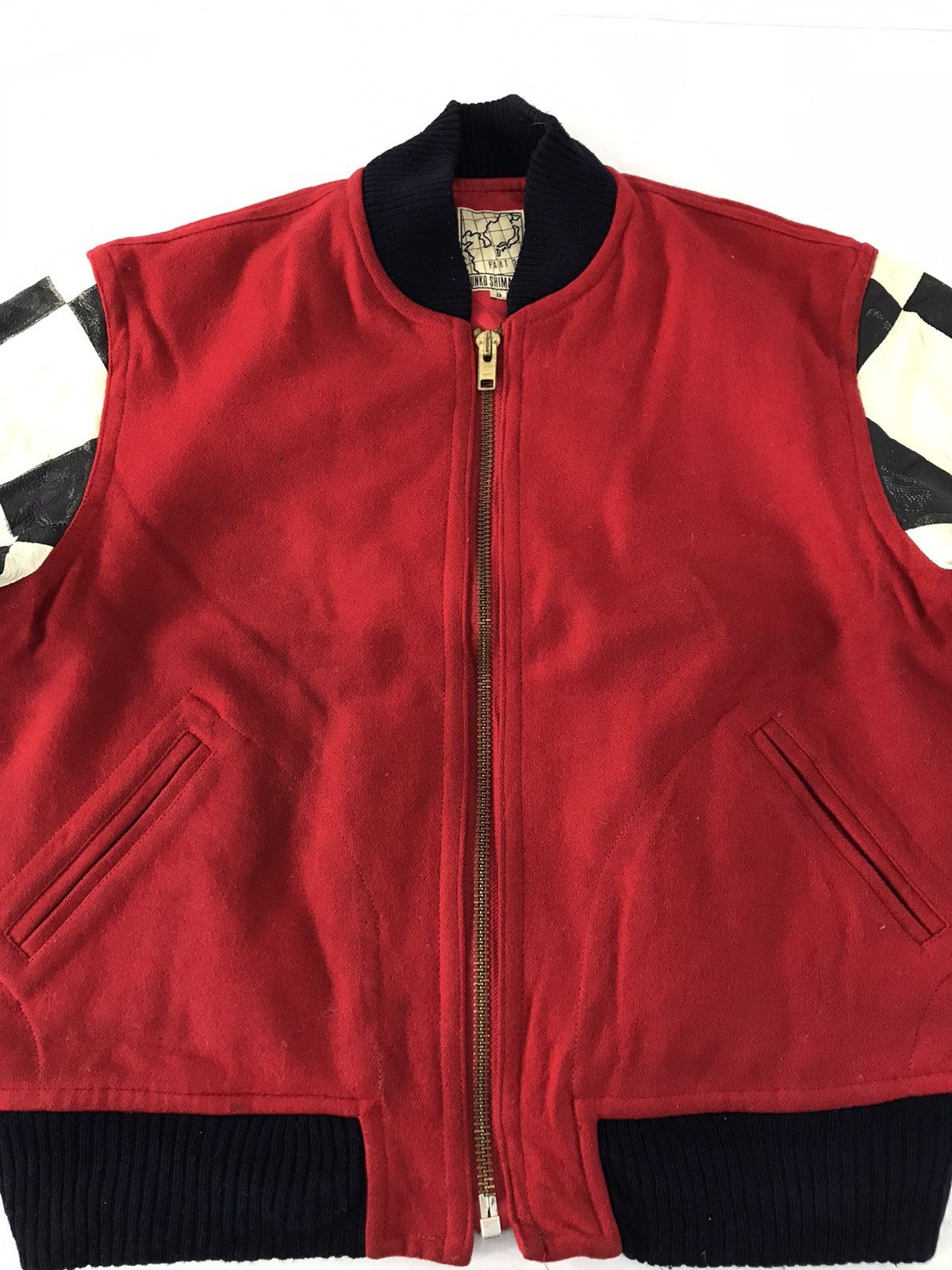 Junko Shimada Junko Shimada Part 2 Varsity Jacket Checked Leather Sleeve Size US L / EU 52-54 / 3 - 2 Thumbnail
