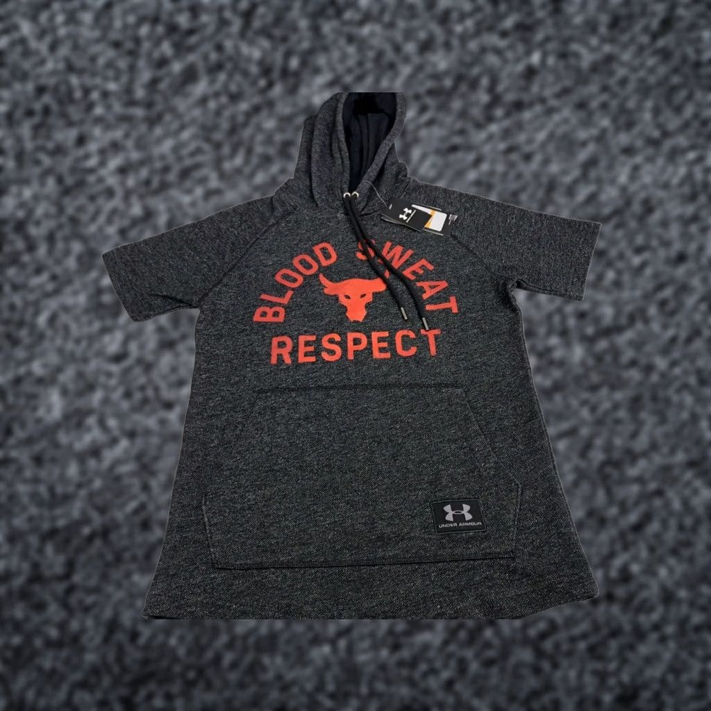 Under Armour Under Armour The Rock Blood Sweat Respect Short Sleeve Hoodie Men S Black Graphic Print Hooded Pocket Pullover Size US S / EU 44-46 / 1 - 1 Thumbnail