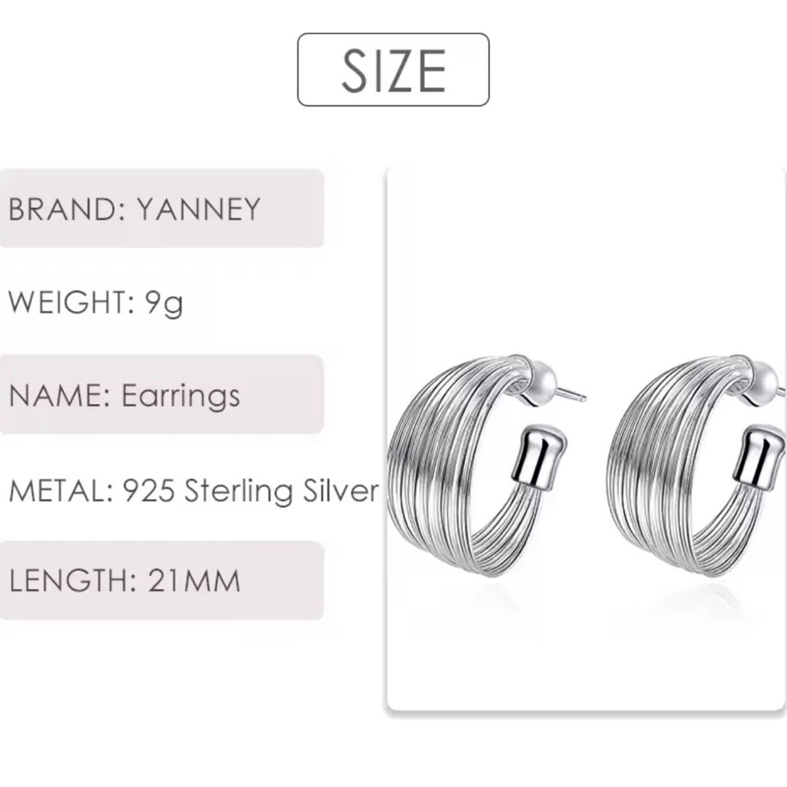 Other Sterling Silver Multi-layer Round C Hoop Earrings For Wome Size ONE SIZE - 5 Thumbnail